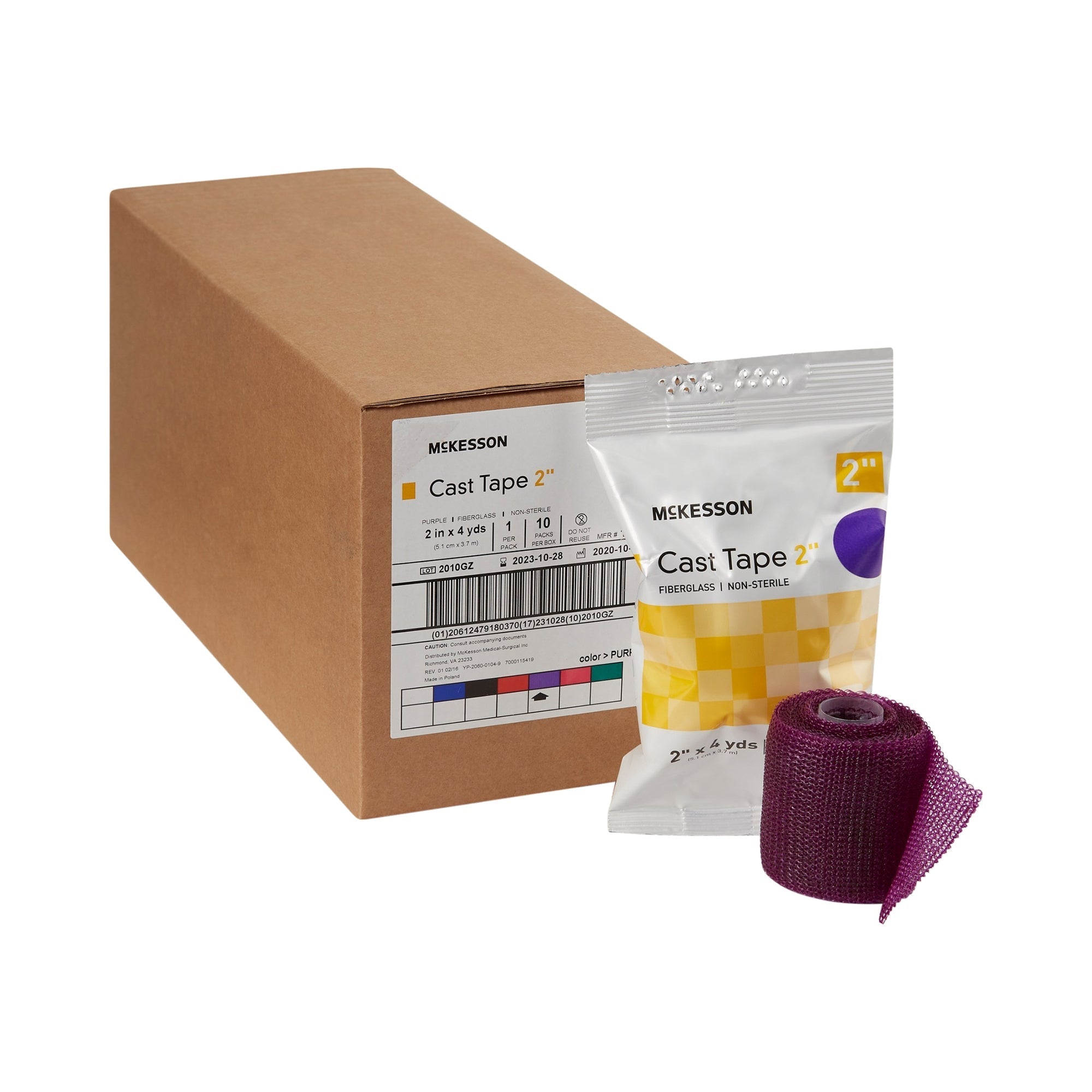 cast tape mckesson 2 inch x 12 foot fiberglass purple packaging type box
