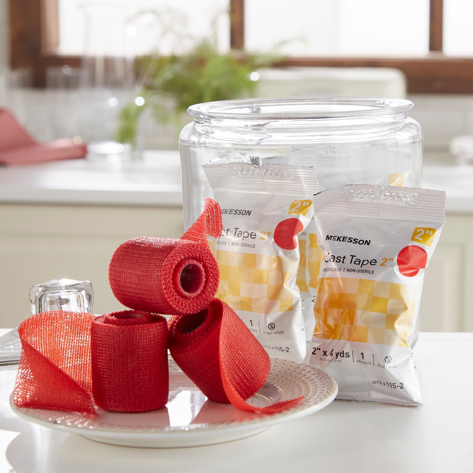 cast tape mckesson 2 inch x 12 foot fiberglass red packaging type box