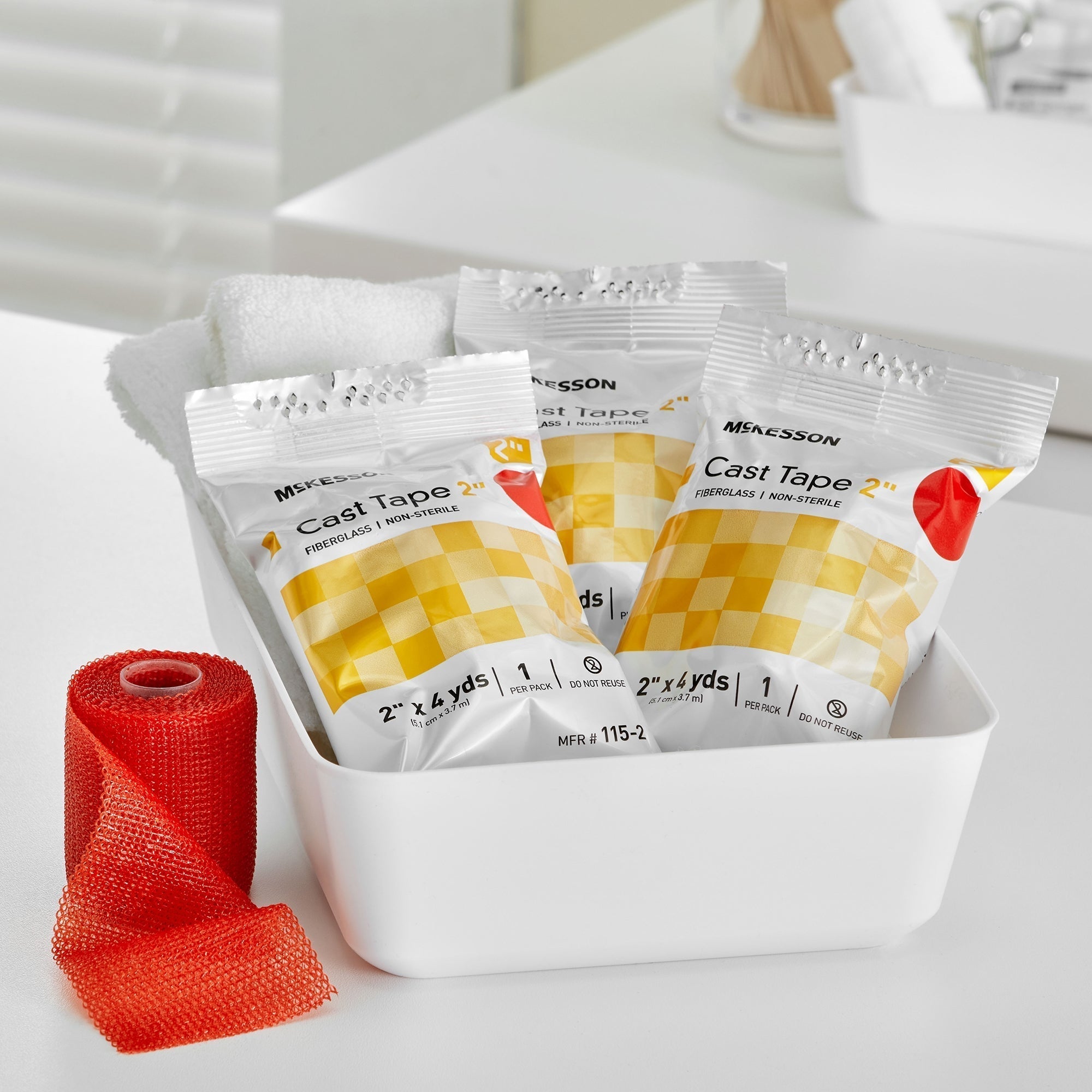 cast tape mckesson 2 inch x 12 foot fiberglass red packaging type box