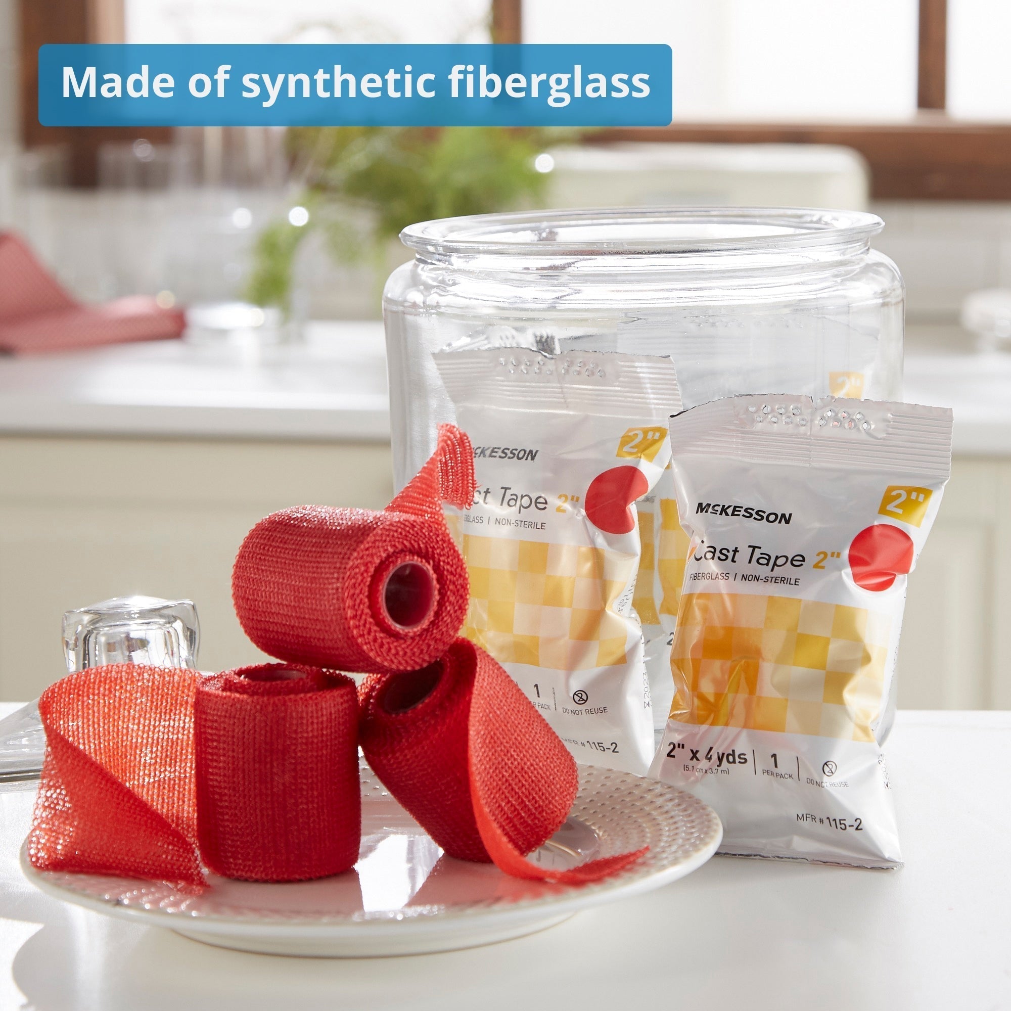 cast tape mckesson 2 inch x 12 foot fiberglass red packaging type box