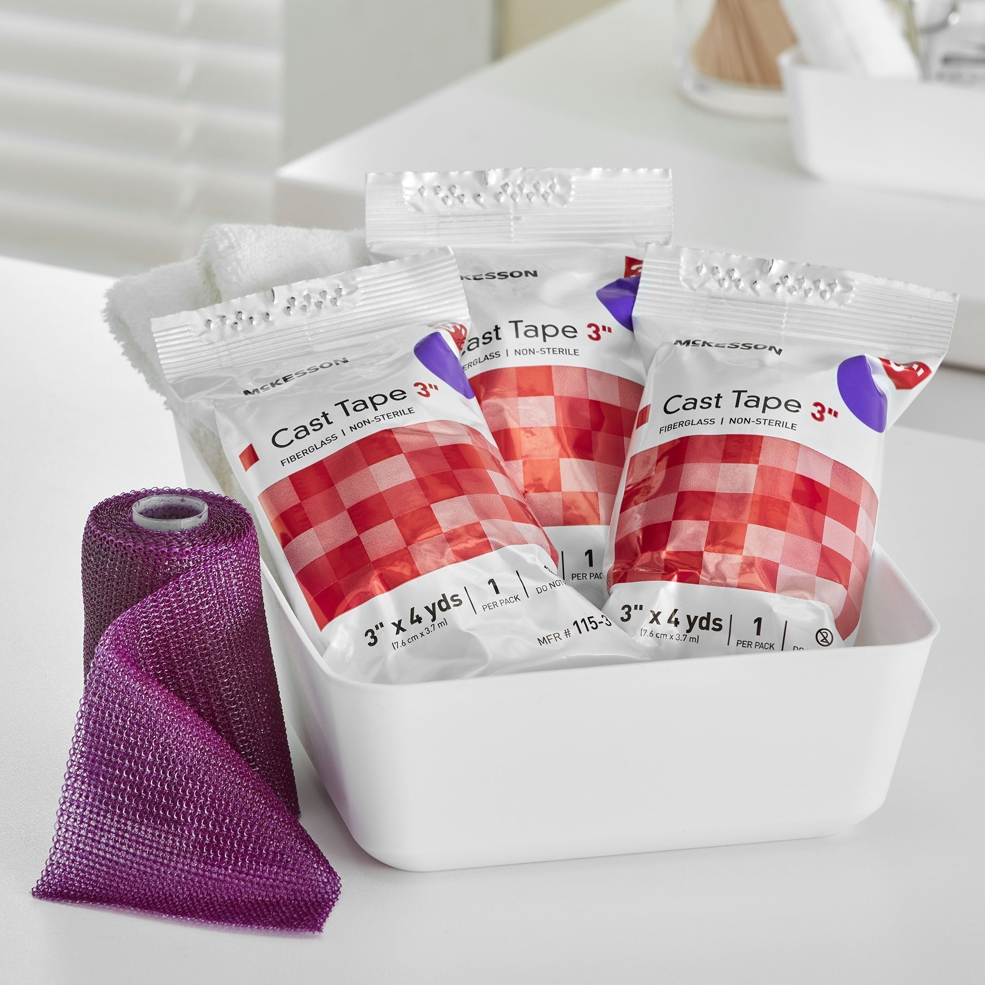 cast tape mckesson 3 inch x 12 foot fiberglass purple packaging type box