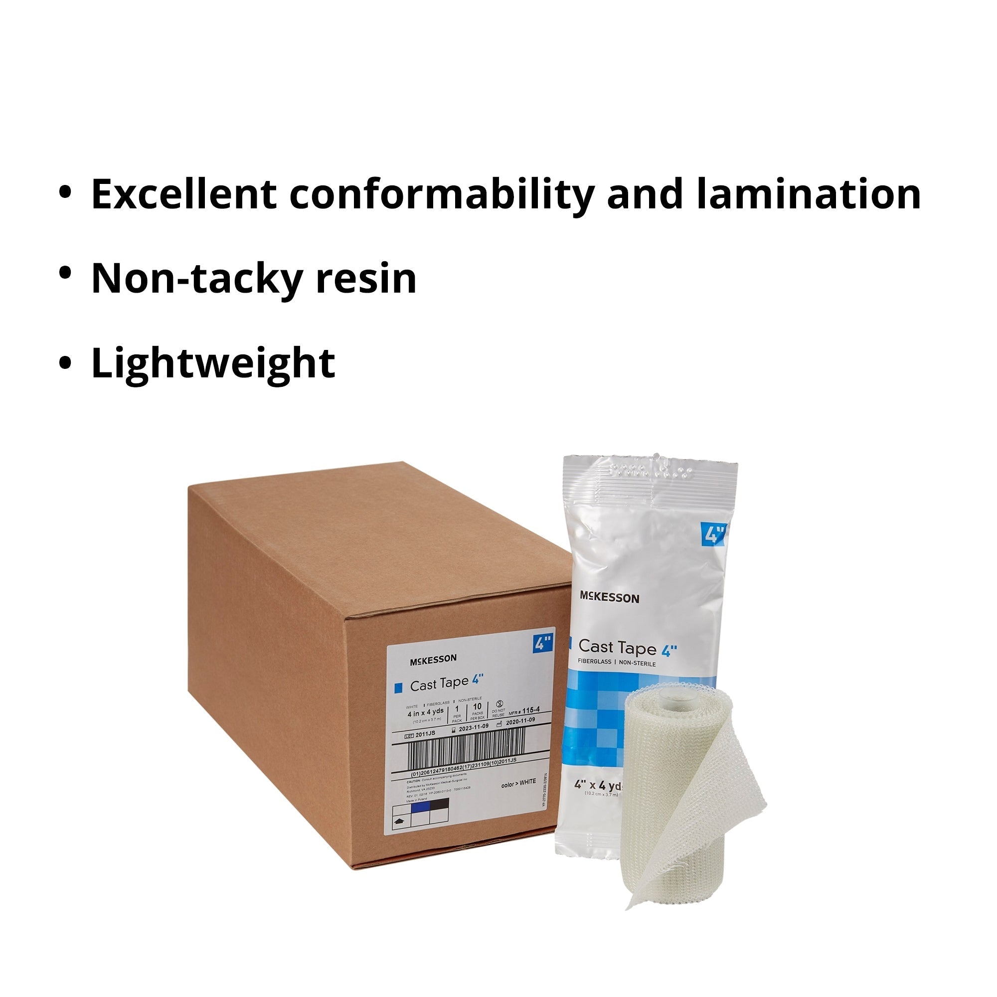 cast tape mckesson 4 inch x 12 foot fiberglass white packaging type box