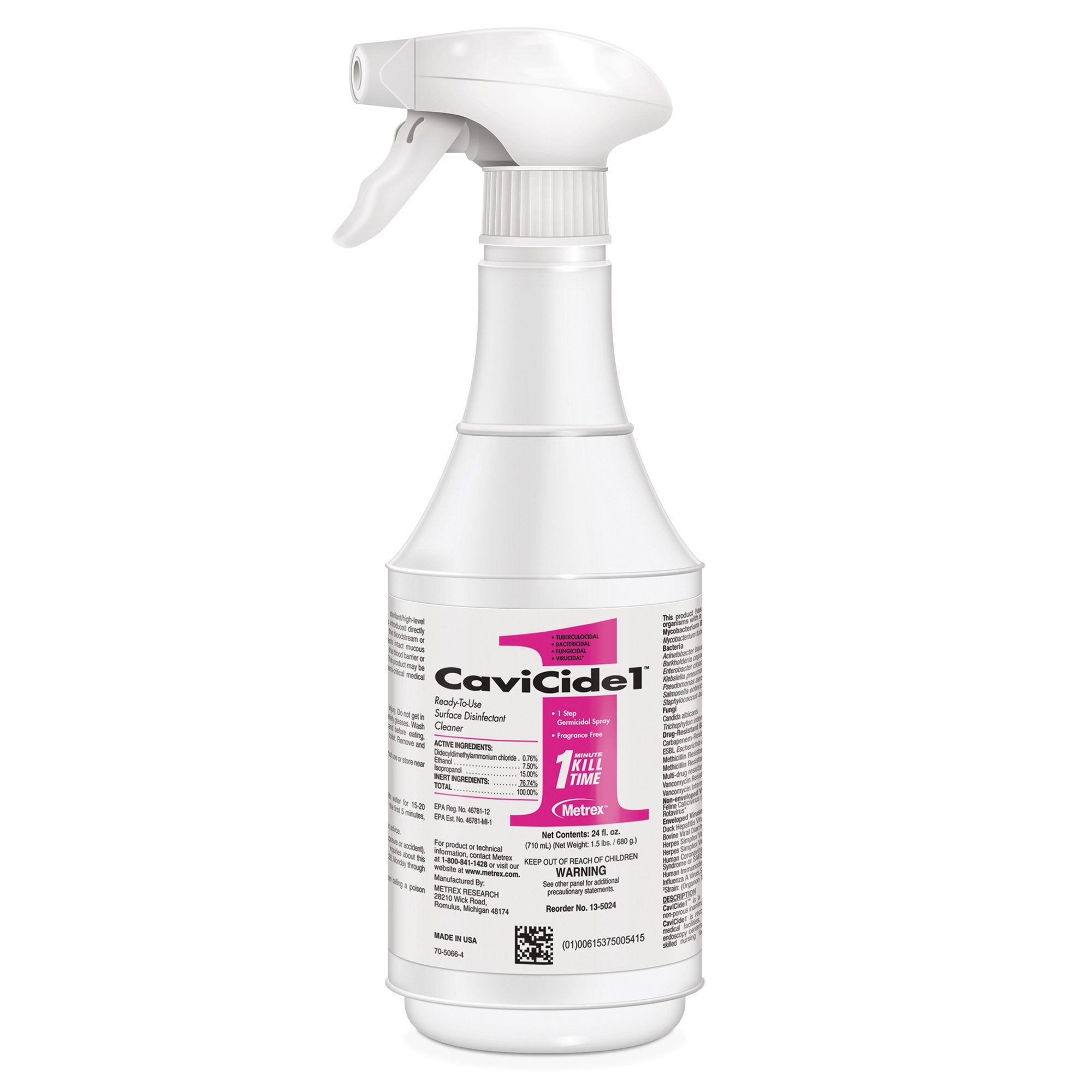 CaviCide1 Surface Disinfectant Cleaner Alcohol Based Trigger Spray Liquid 24 oz. Bottle Alcohol Scent NonSterile