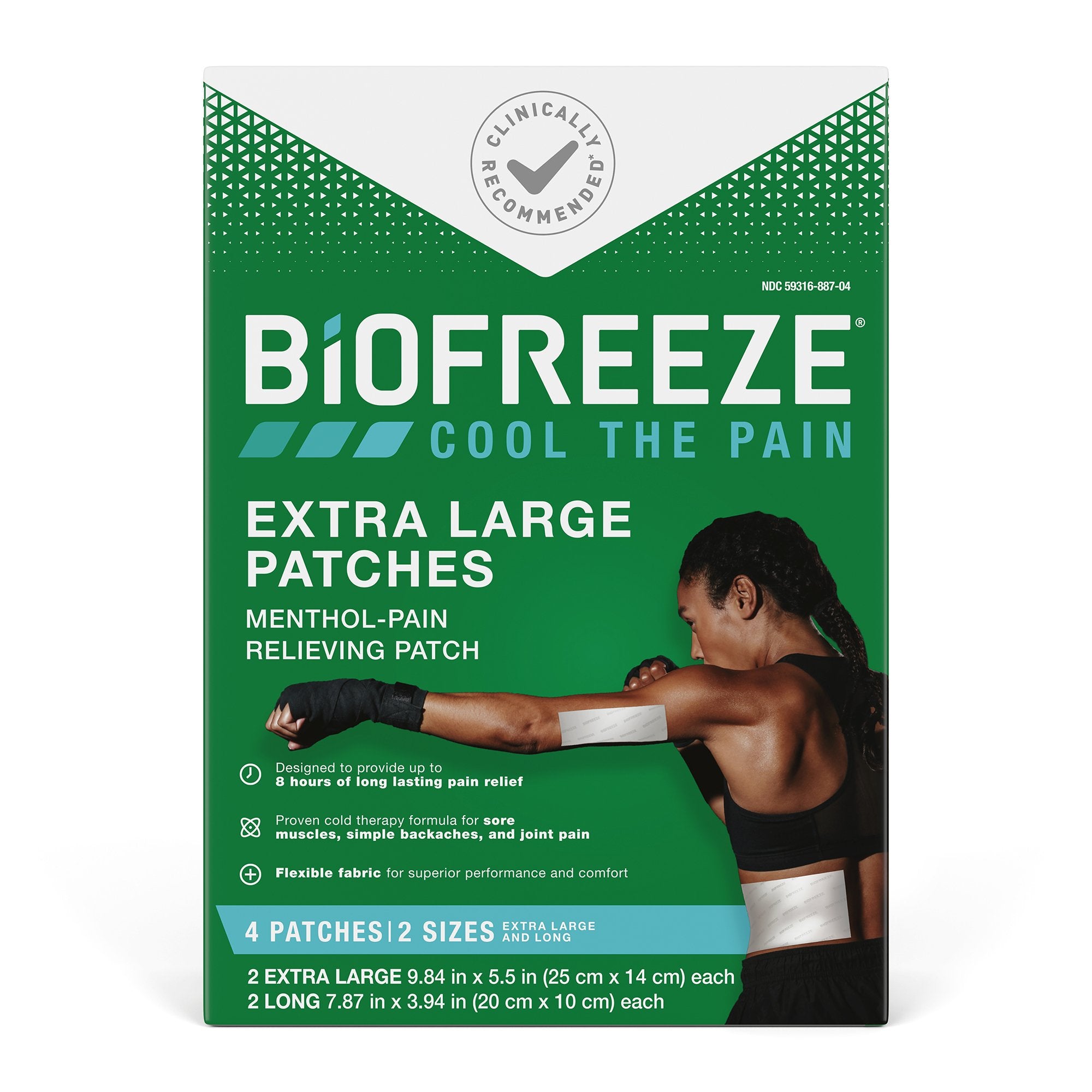 Topical Pain Relief Biofreeze 5% Strength Menthol Patch 4 per Box