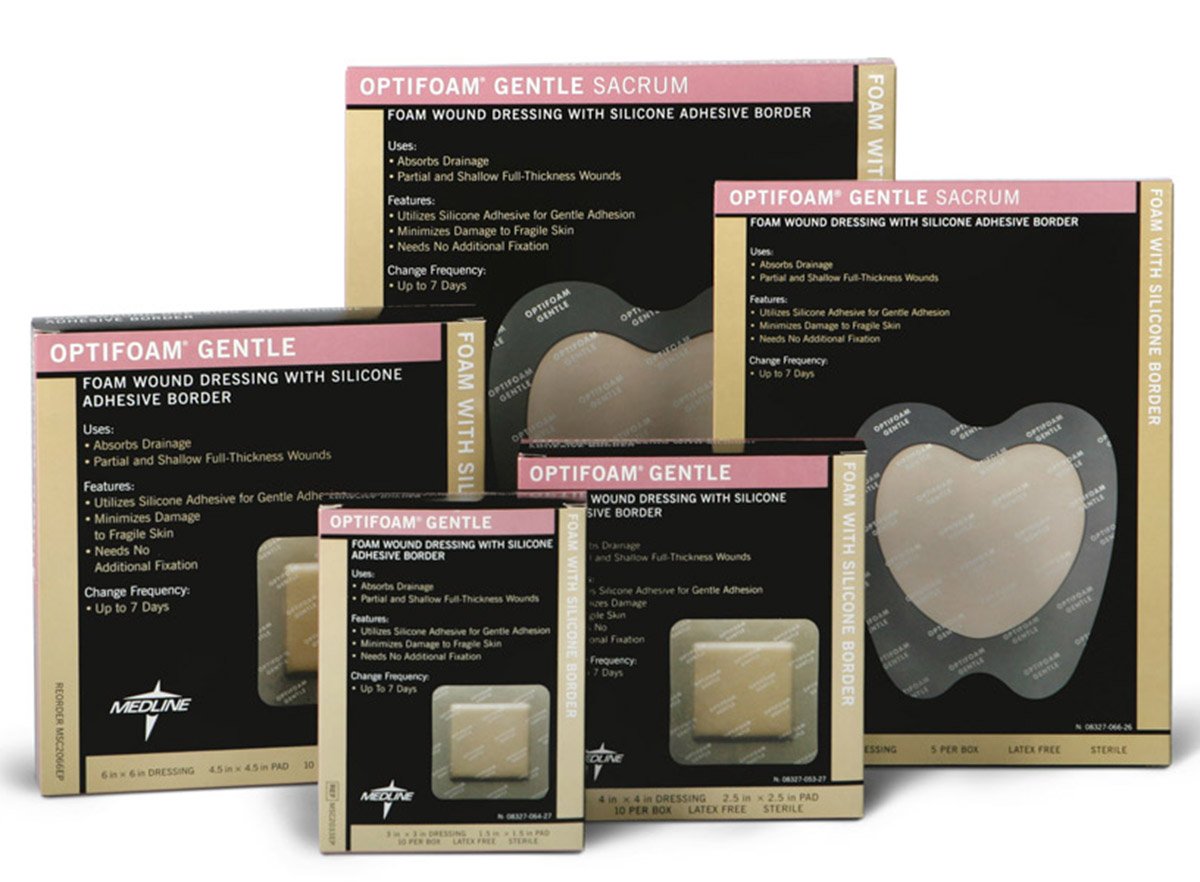 Foam Dressing Optifoam Gentle 7 X 8 Inch With Border Waterproof Backing Silicone Border Sacral Sterile