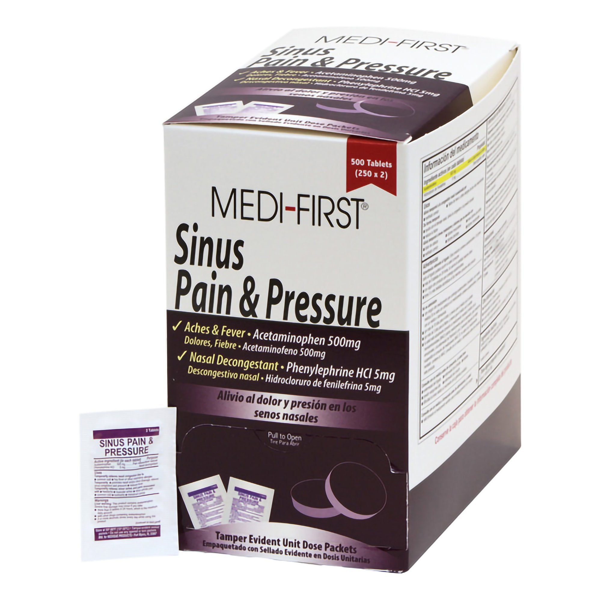 Sinus Relief Medi-First 500 mg - 5 mg Strength Tablet 500 per Box