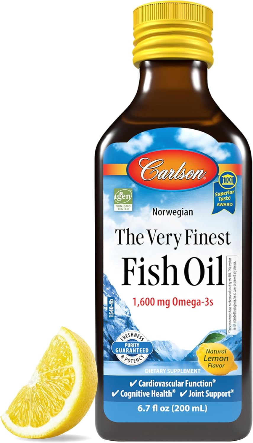 the Very Finest Fish Oil, 1600 Mg Omega 3S, Liquid Fish Oil Supplement, Norwegian Fish Oil, Wild Caught, Sustainably Sourced Fish Oil Liquid, Lemon, 200Ml, 6.7 Fl Oz