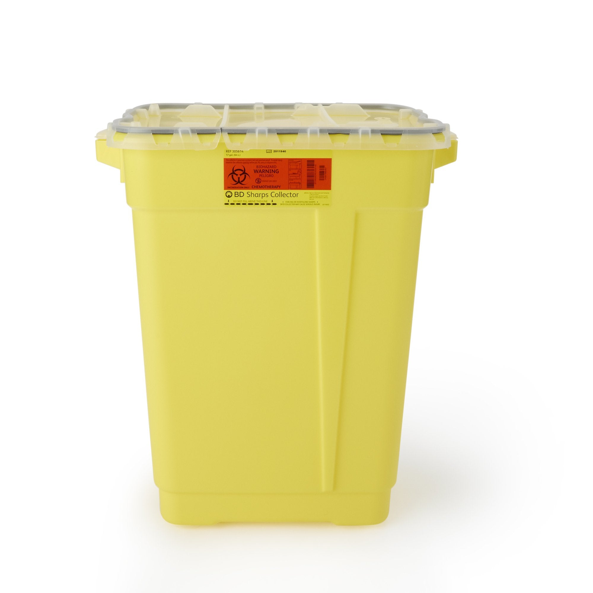 Chemotherapy Waste Container BD Yellow Base 23 1/2 H X 20 W X 14 3/4 D Inch Vertical Entry 17 Gallon