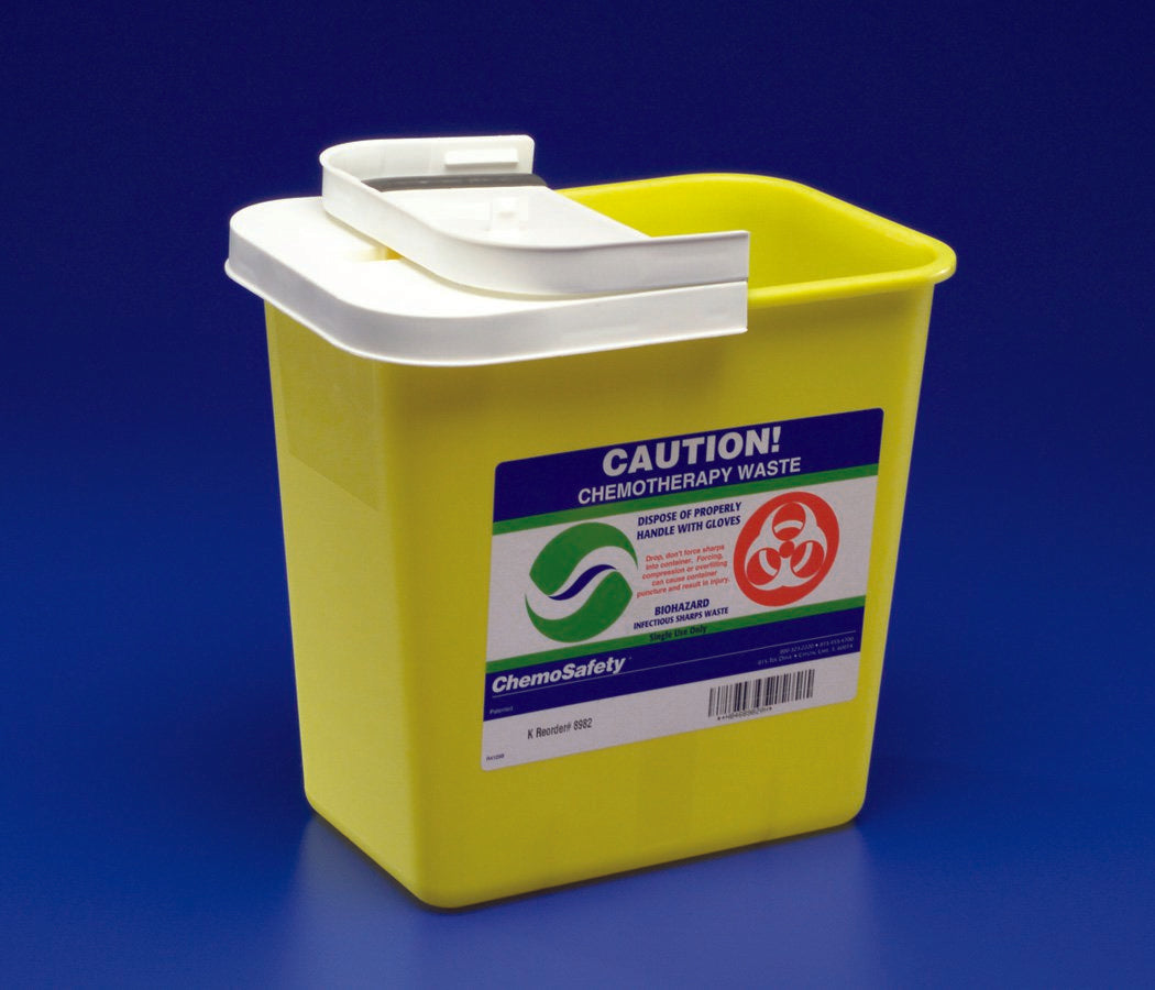 Chemotherapy Waste Container SharpSafety Yellow Base 26 H X 18 1/4 W X 12 3/4 D Inch Horizontal Entry 18 Gallon