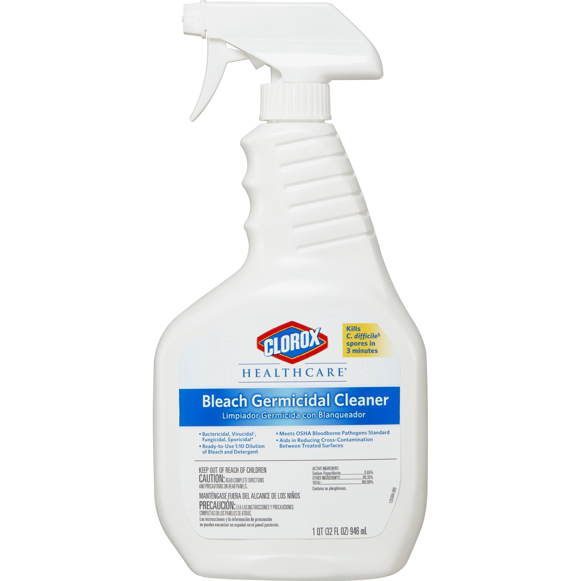 Clorox Healthcare Bleach Germicidal Surface Disinfectant Cleaner Trigger Spray Liquid 32 oz. Bottle Fruity Floral Bleach Scent NonSterile