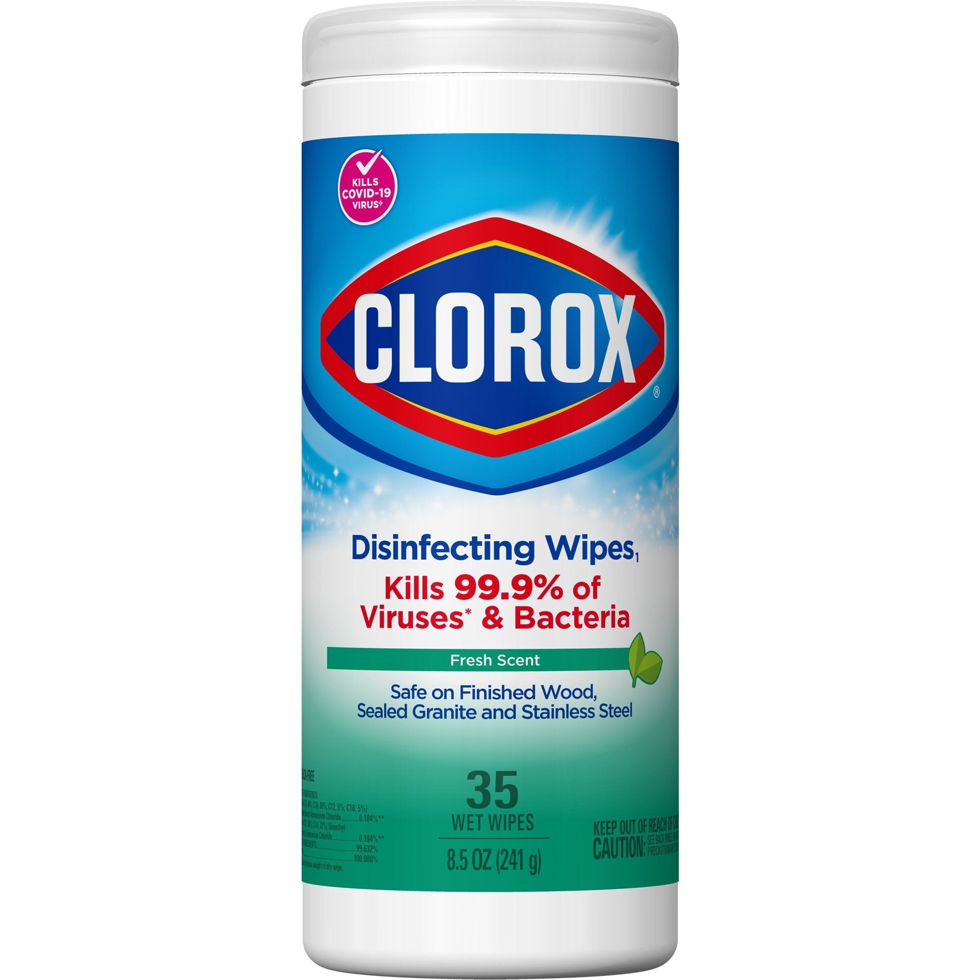 Clorox Surface Disinfectant Cleaner Premoistened Bleach Free Manual Pull Wipe 35 Count Canister Fresh Scent NonSterile