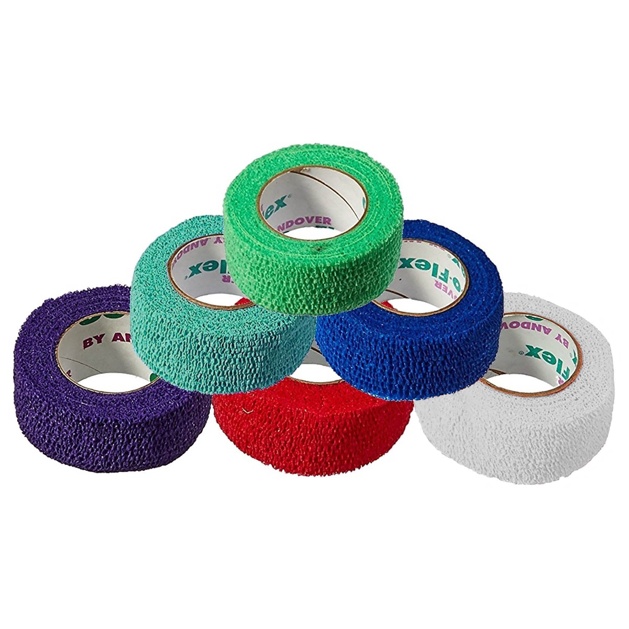 Cohesive Bandage CoFlex 1 1/2 Inch X 5 Yard Self Adherent Closure Teal / Blue / White / Purple / Red / Green NonSterile 14 lbs. Tensile Strength