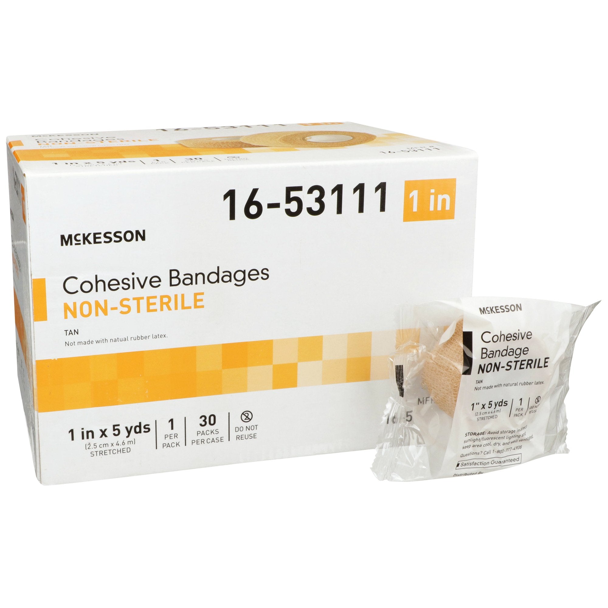 Cohesive Bandage McKesson 1 Inch X 5 Yard Self Adherent Closure Tan NonSterile Standard Compression