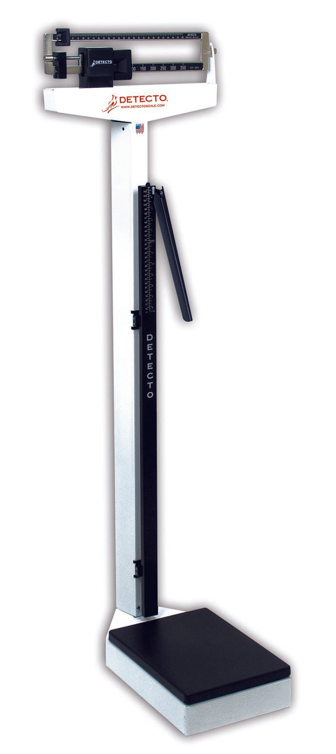 Physician Scale with Height Rod Detecto Balance Beam Display 400 lbs. / 181 kg Capacity White Analog