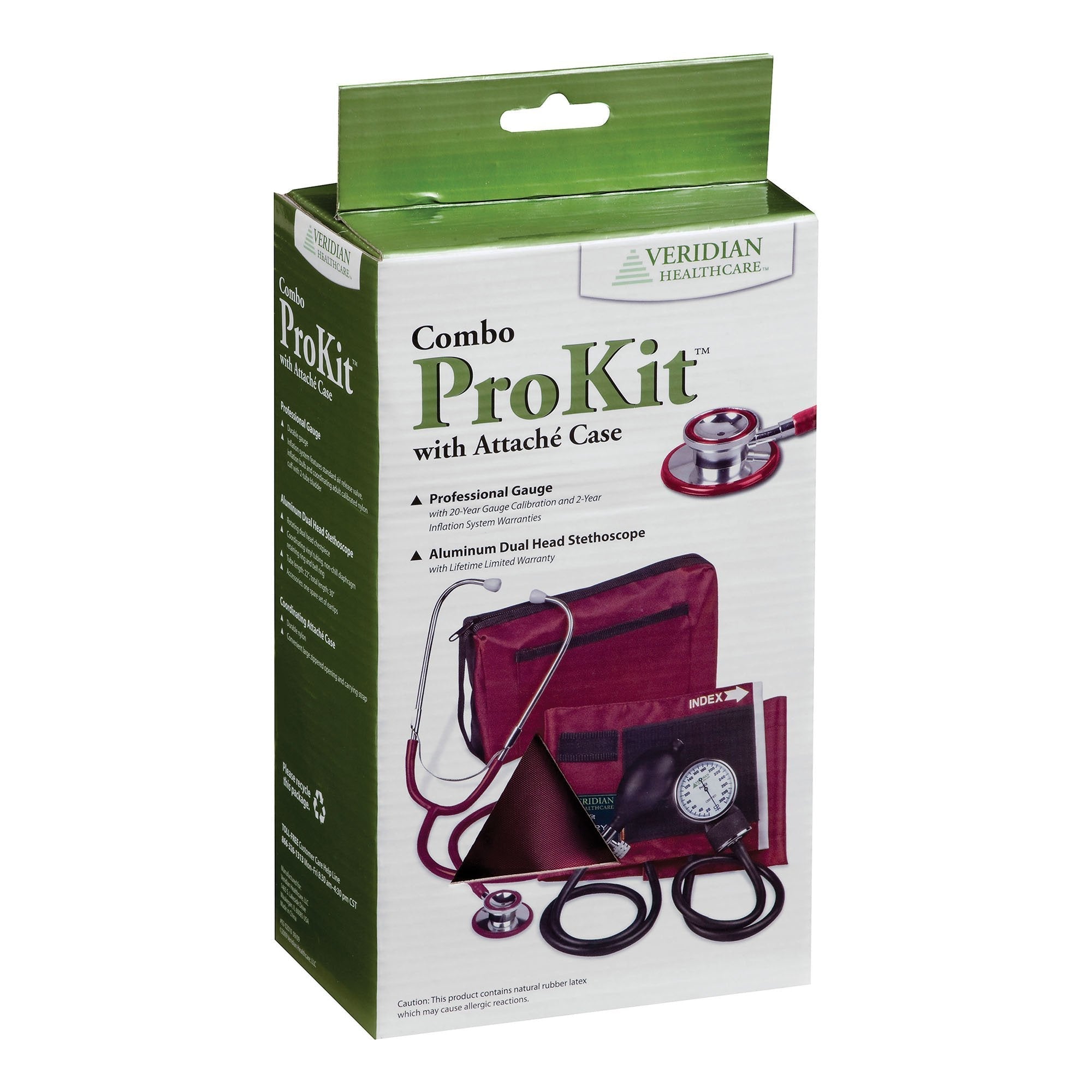 combo prokit aneroid sphygmomanometer unit with stethoscope green veridian reusable aneroid stethoscope set mk1226069ea