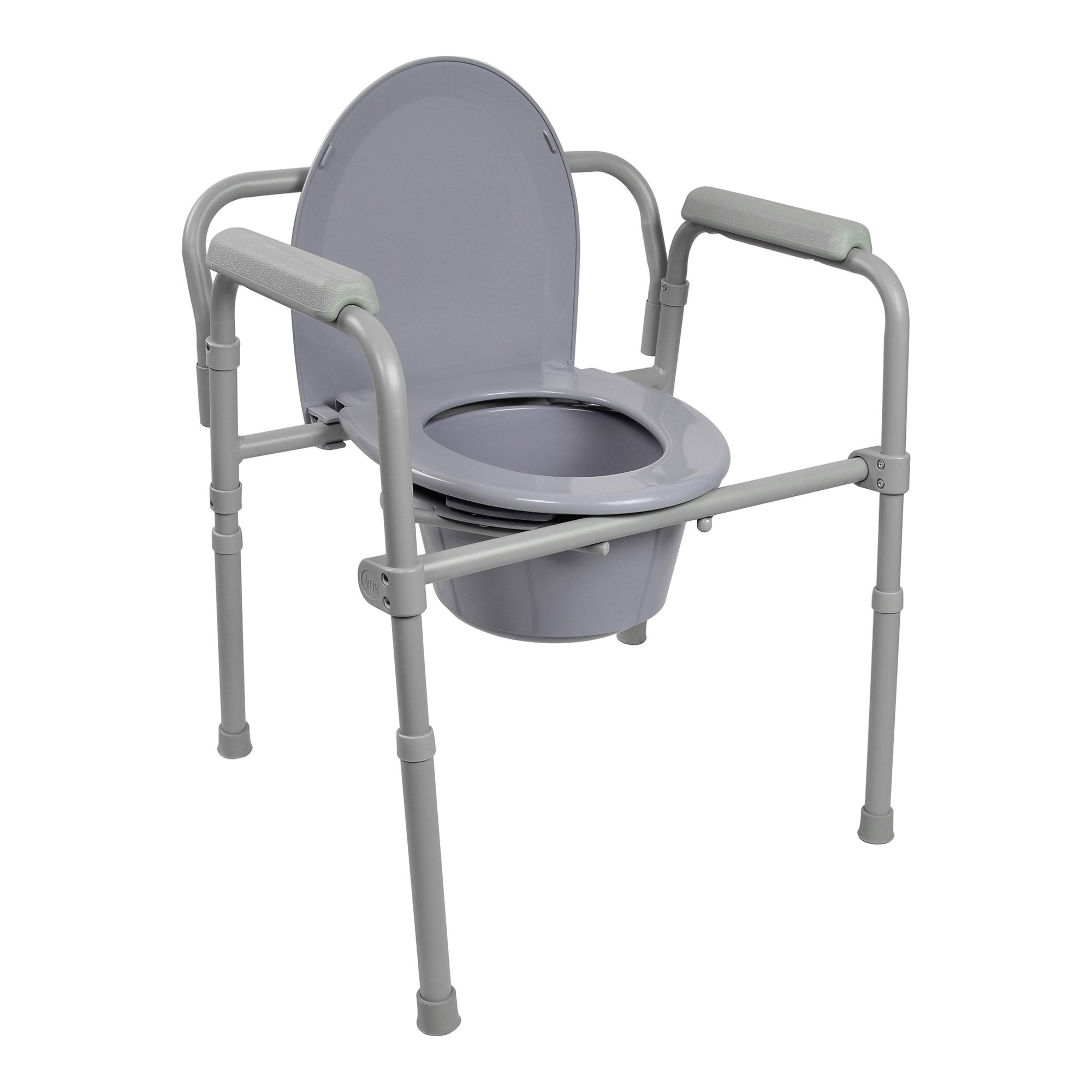 3 in 1 Commode Chair McKesson Fixed Arms Steel Frame Back Bar 13 1/2 Inch Seat Width 350 lbs. Weight Capacity