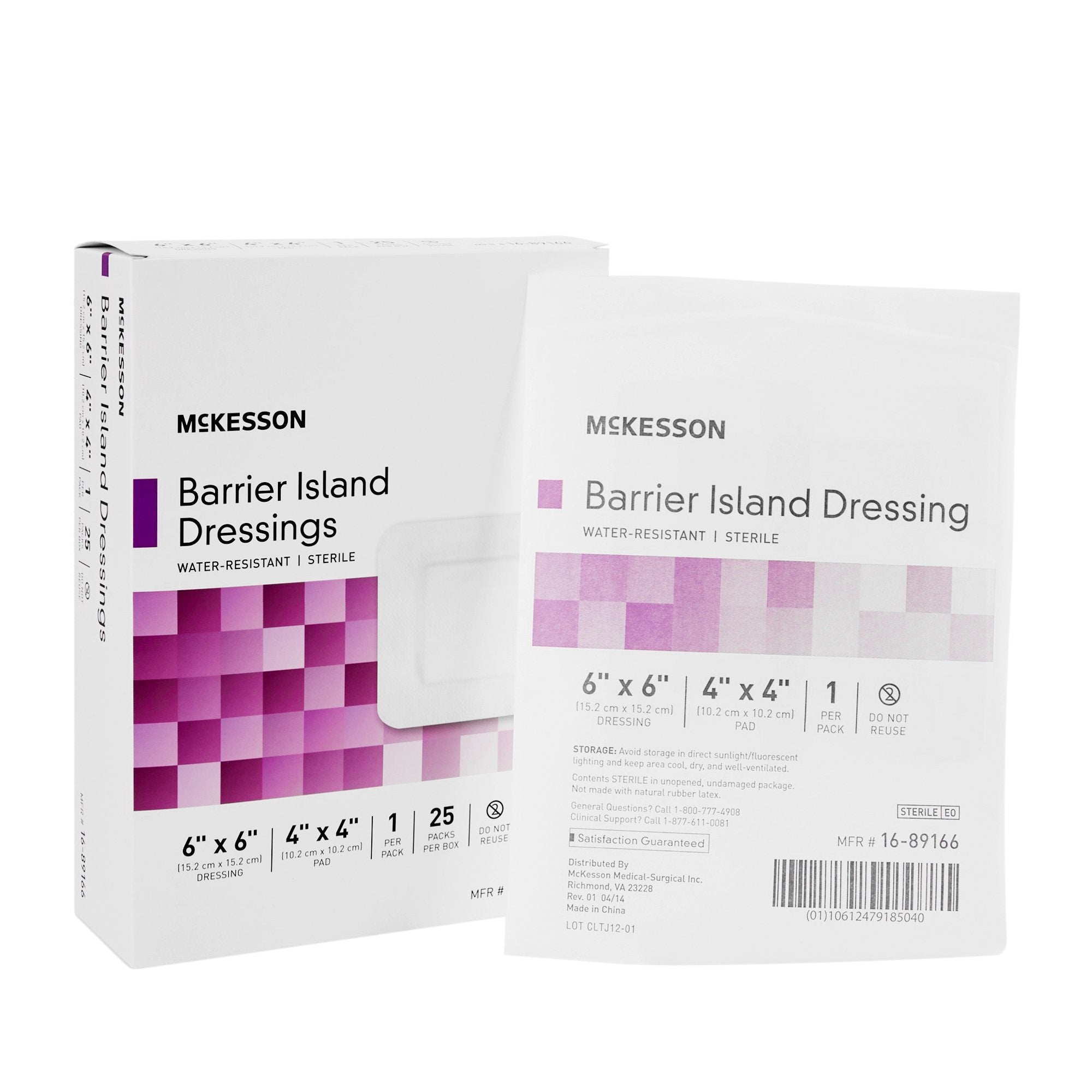 Barrier Island Composite Dressing McKesson 6 X 6 Inch Square Sterile Water Resistant Film Backing