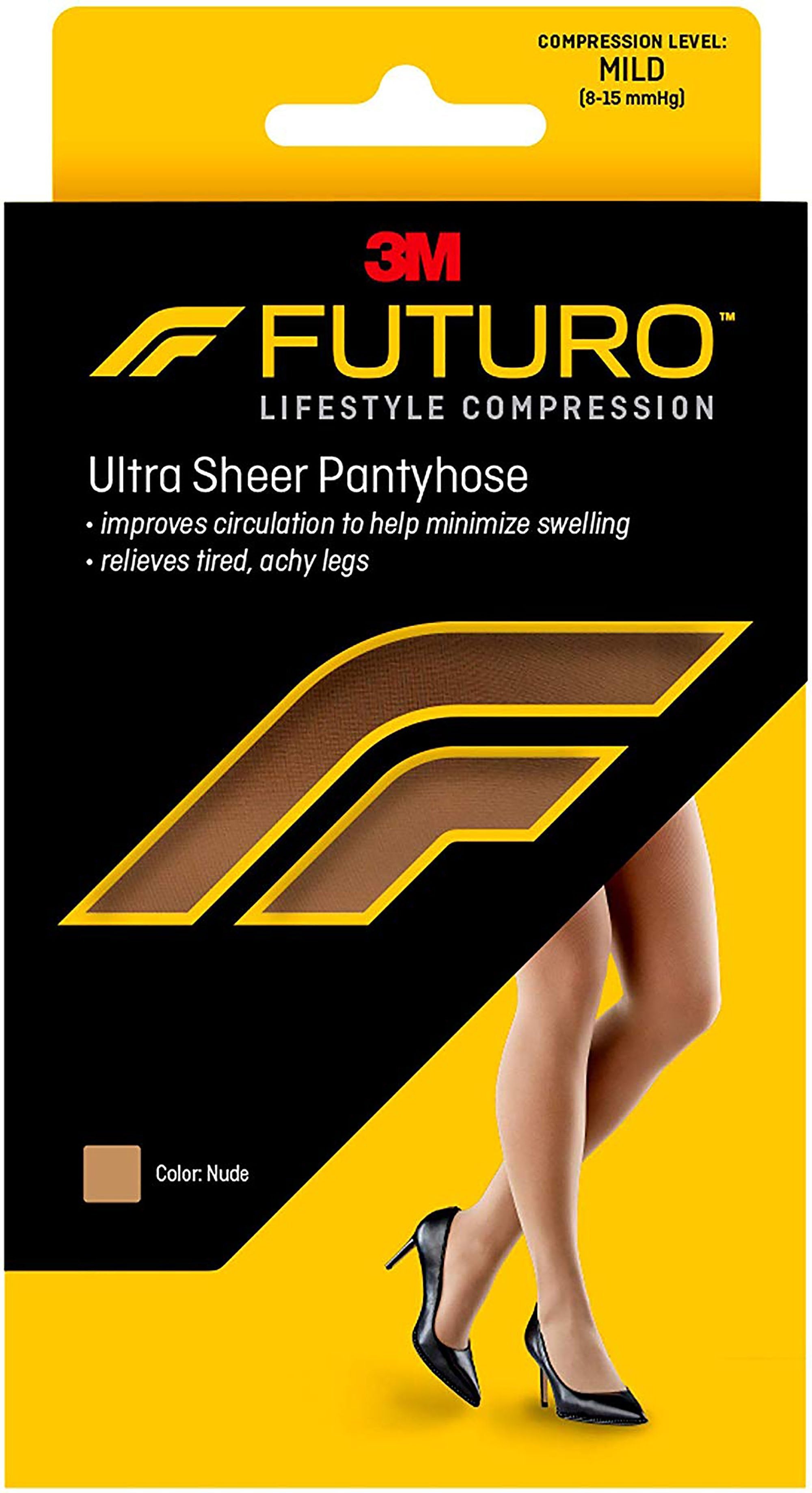 Compression Pantyhose 3M Futuro Energizing Waist High Medium Nude Closed Toe