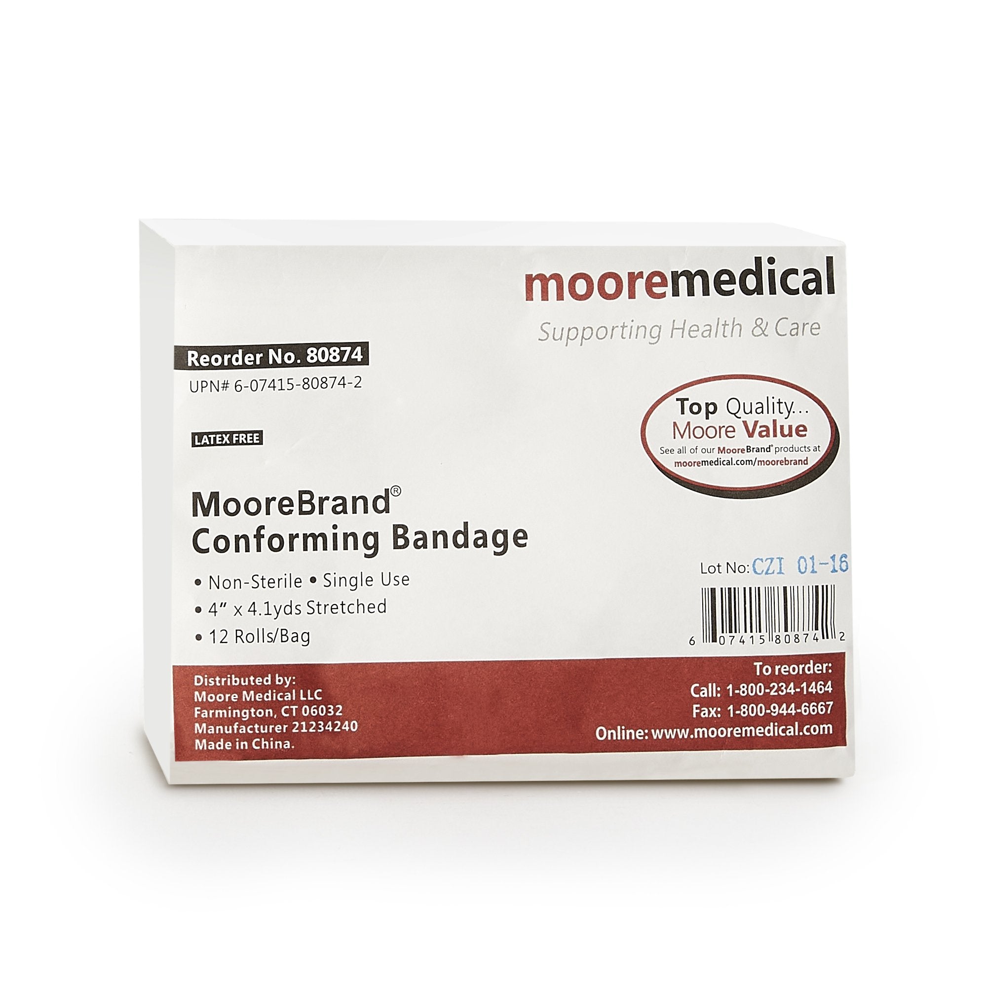 Conforming Bandage McKesson 4 Inch X 4 1/10 Yard NonSterile 12 per Pack