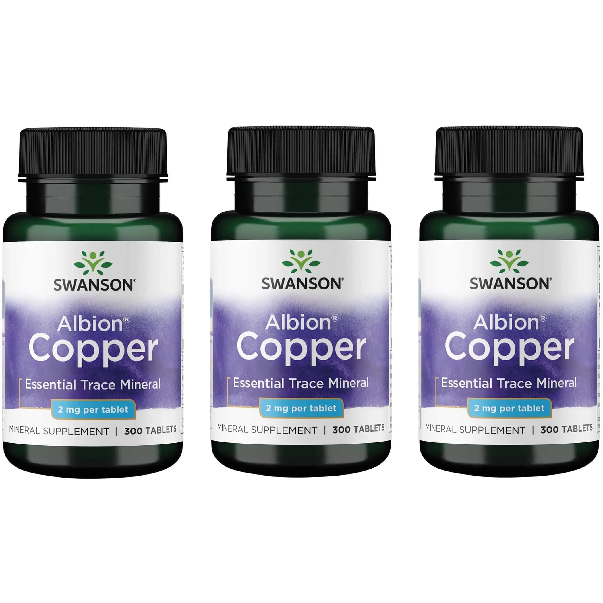 Copper Essential Trace Mineral, Helps Maintain the Health of Organs & Tissues, 2 Mg (300 Tablets) (3 Pack)