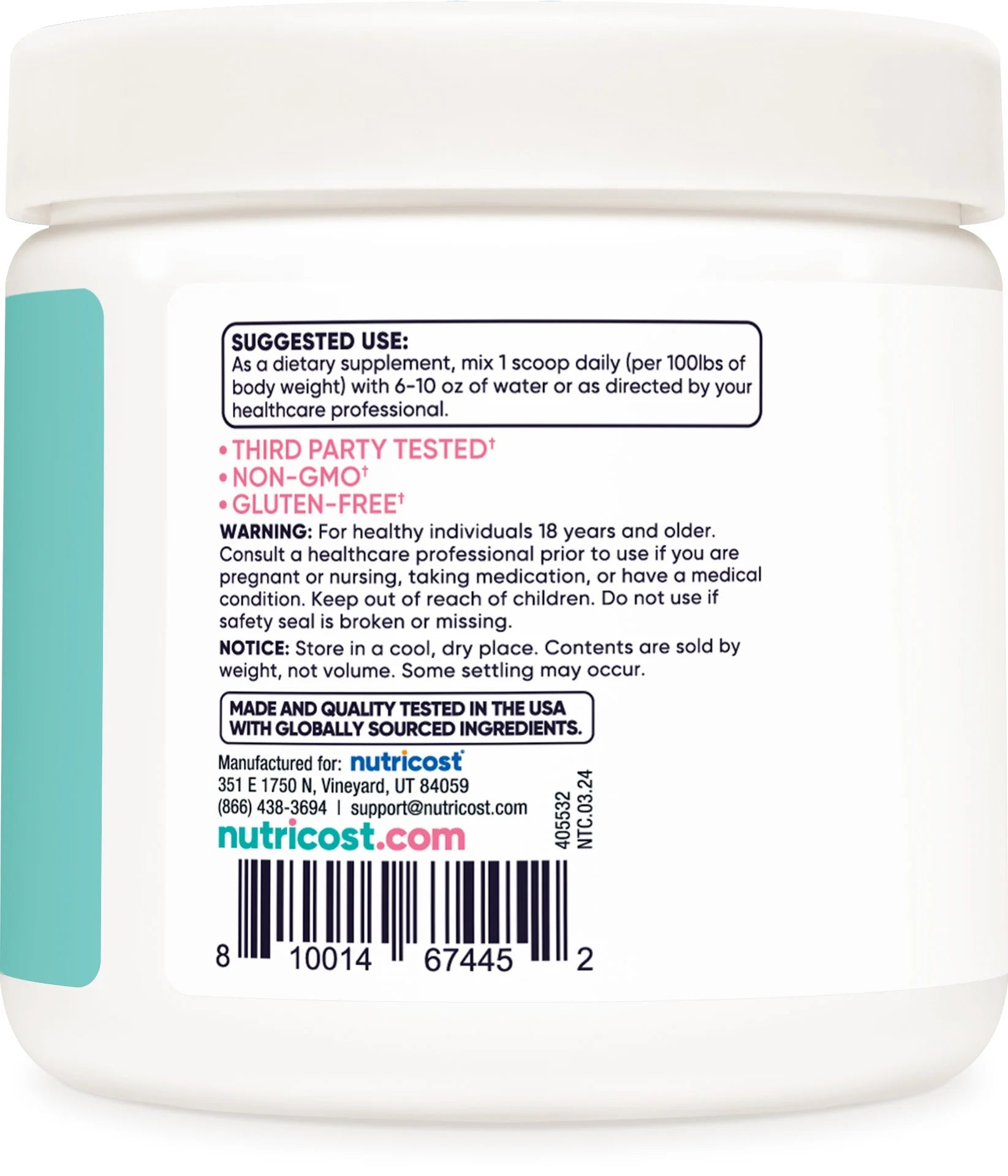 Creatine Monohydrate Powder for Women Unflavored Supplement, 50 Servings