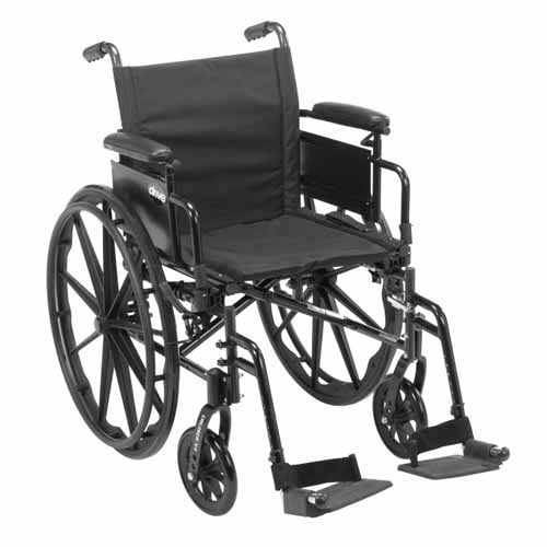 Drive Medical Cruiser X4 Wheelchair with Height Adjustable Flip-back Full Arms and Swing-away Footrests ,8 inch fron Wheels ,34 pounds or less ,CX418ADFASF