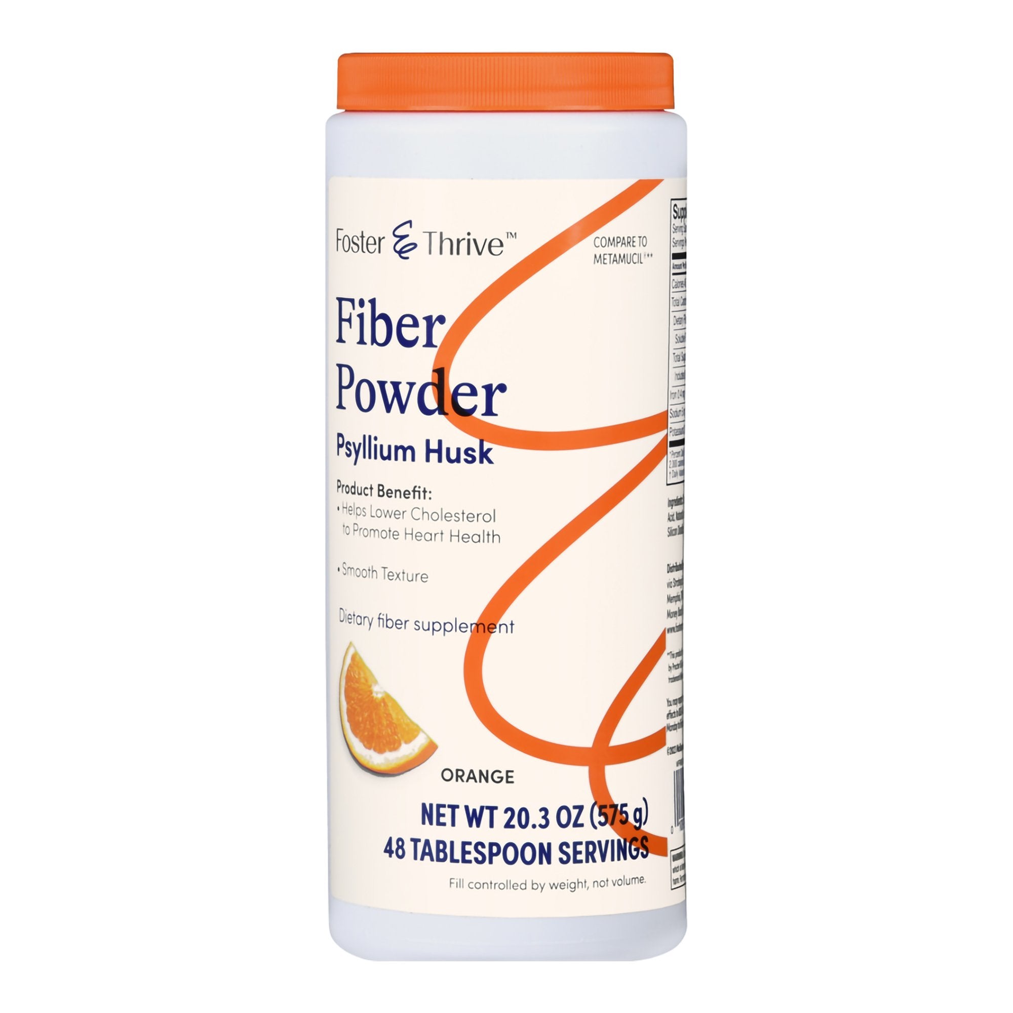 Fiber Supplement Foster & Thrive Orange Flavor Powder 20.3 oz. Psyllium Husk