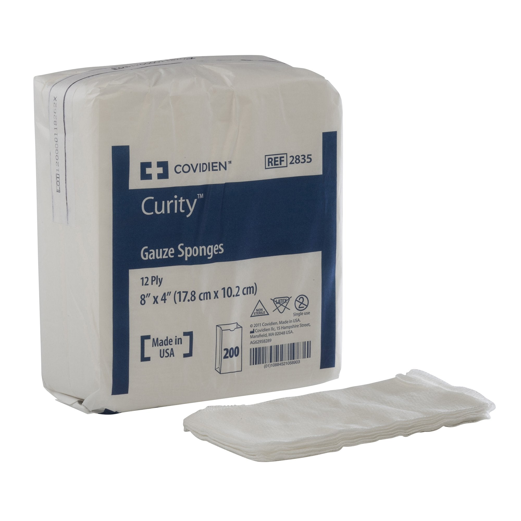 Gauze Sponge Curity 4 X 8 Inch 12 Ply Rectangle NonSterile 200 per Pack