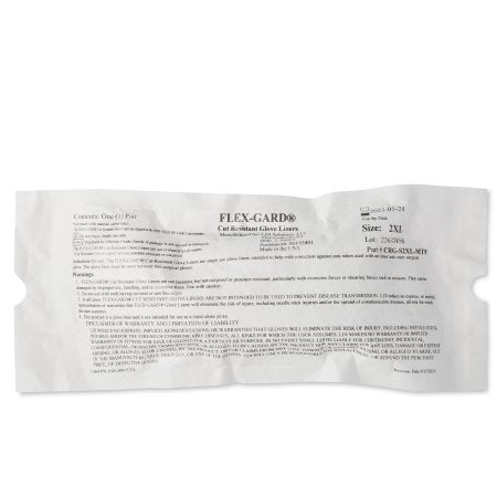 cut resistant glove liner flex gard full finger hdpe spandex polyester white 2x large