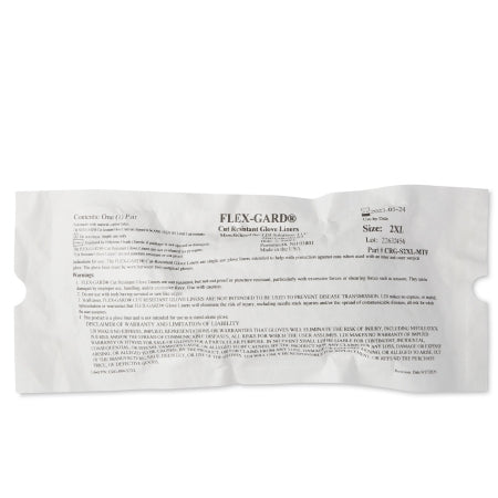 cut resistant glove liner flex gard full finger hdpe spandex polyester white 2x large