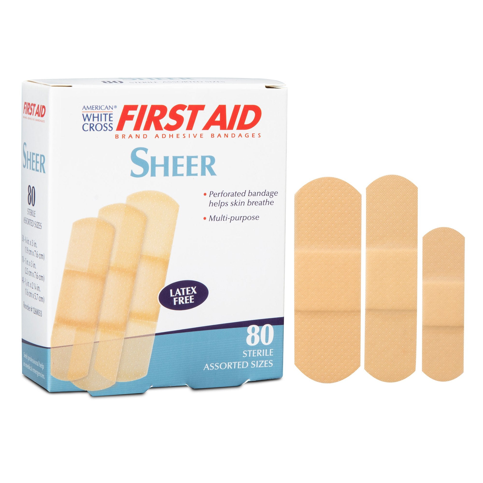 Adhesive Strip American White Cross Assorted Sizes Plastic Assorted Shapes Sheer Sterile