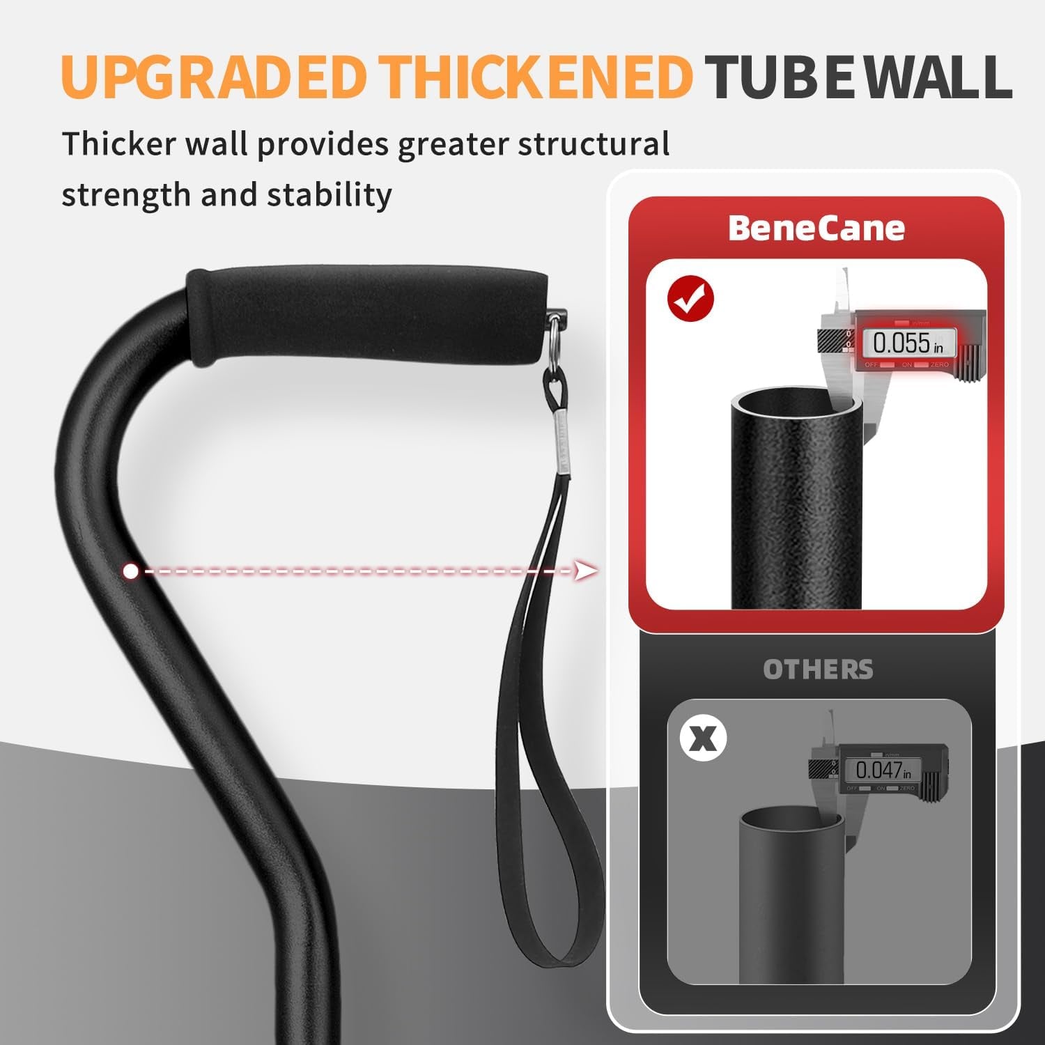 Walking Cane for Men & Women Adjustable Cane with Offset Soft Cushioned Handle  Portable Lightweight Sturdy Mobility Walker Aid for Elderly, Seniors Collapsible Cane