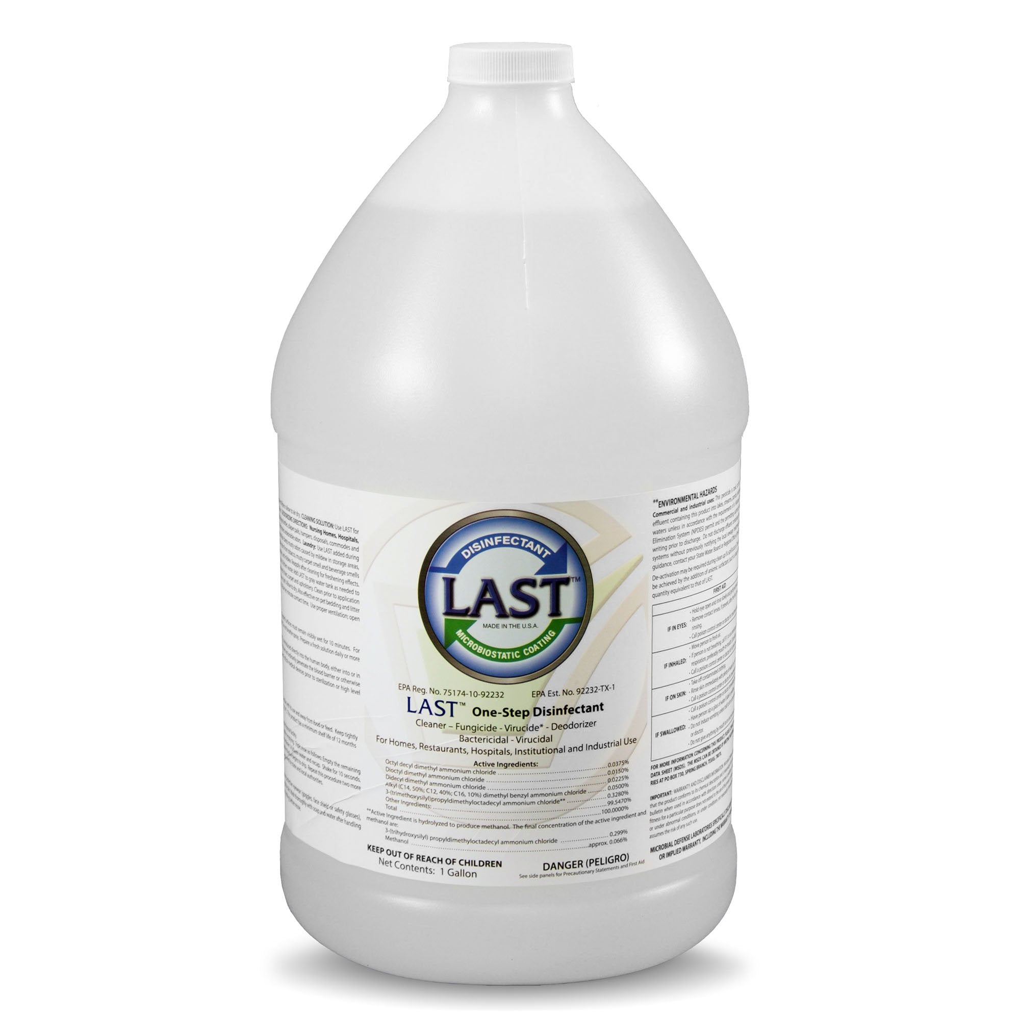 Last Microbiostatic Surface Disinfectant Cleaner Bactericidal Manual Pour Liquid 1 gal. Bottle Scented NonSterile