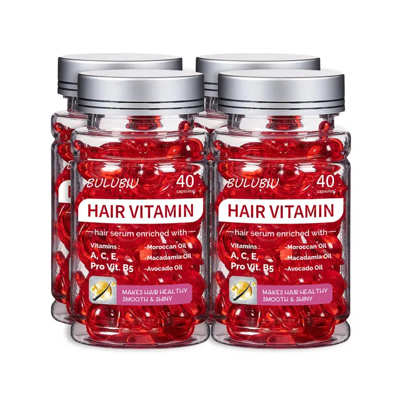 BULUBIU Hair Vitamin Conditioningserum  Leave In Formula with Argan,Macadamia and Avocado Oils Enriched with Vitamins A, C, E, Pro Vit,B5  Women'S and Men'S Deepconditioning Conditioner, Capsule, 40Capsules Hair Treat Hair Treatmentserum