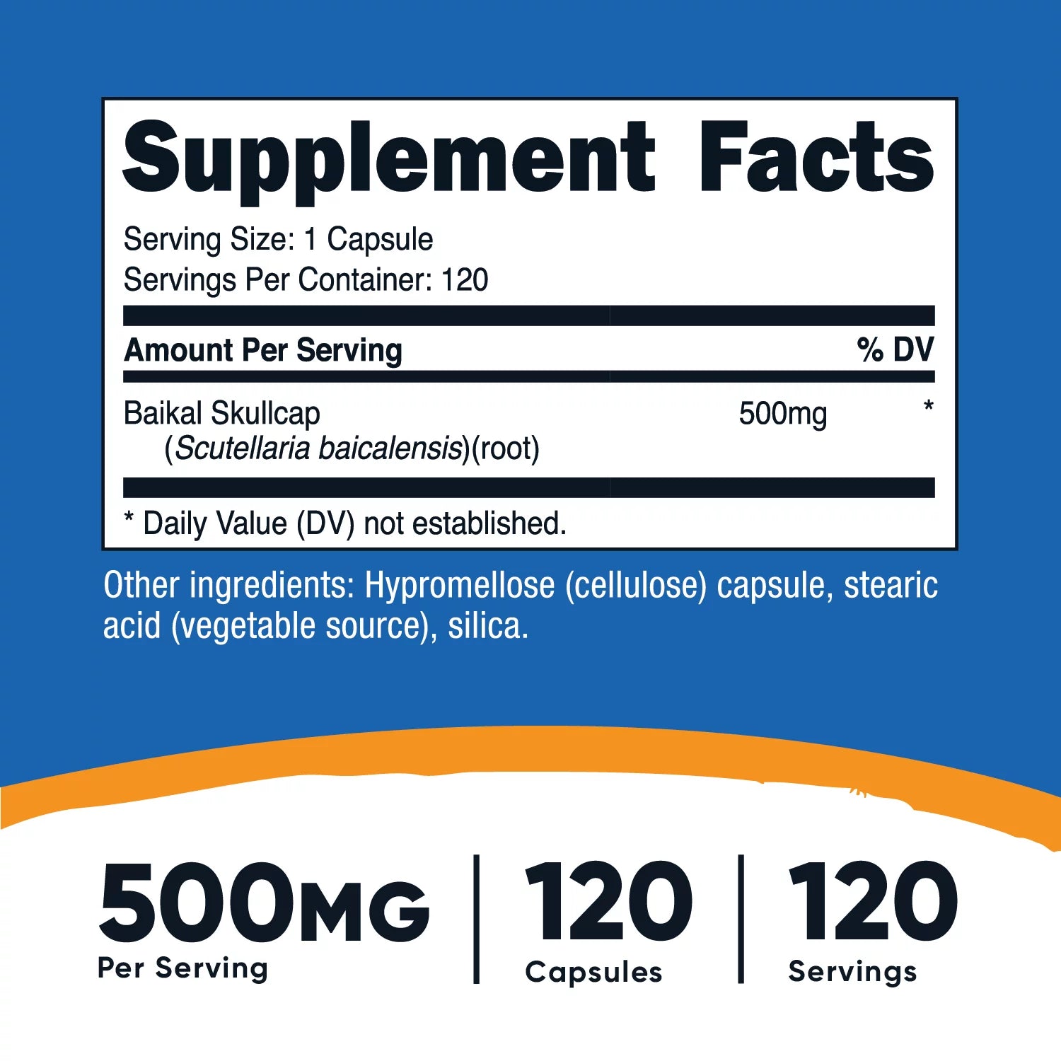 Baikal Skullcap 500Mg, 120 Capsules Vegetarian Friendly Supplement