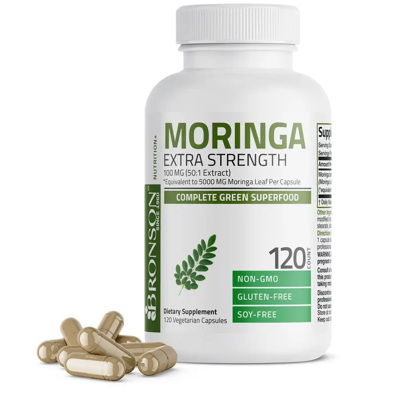 Bronson Moringa Oleifera 5000 Mg Powder Capsules Extra High Potency 50:1 Extract Energizing Superfood Antioxidant Healthcare Dietary Supplement