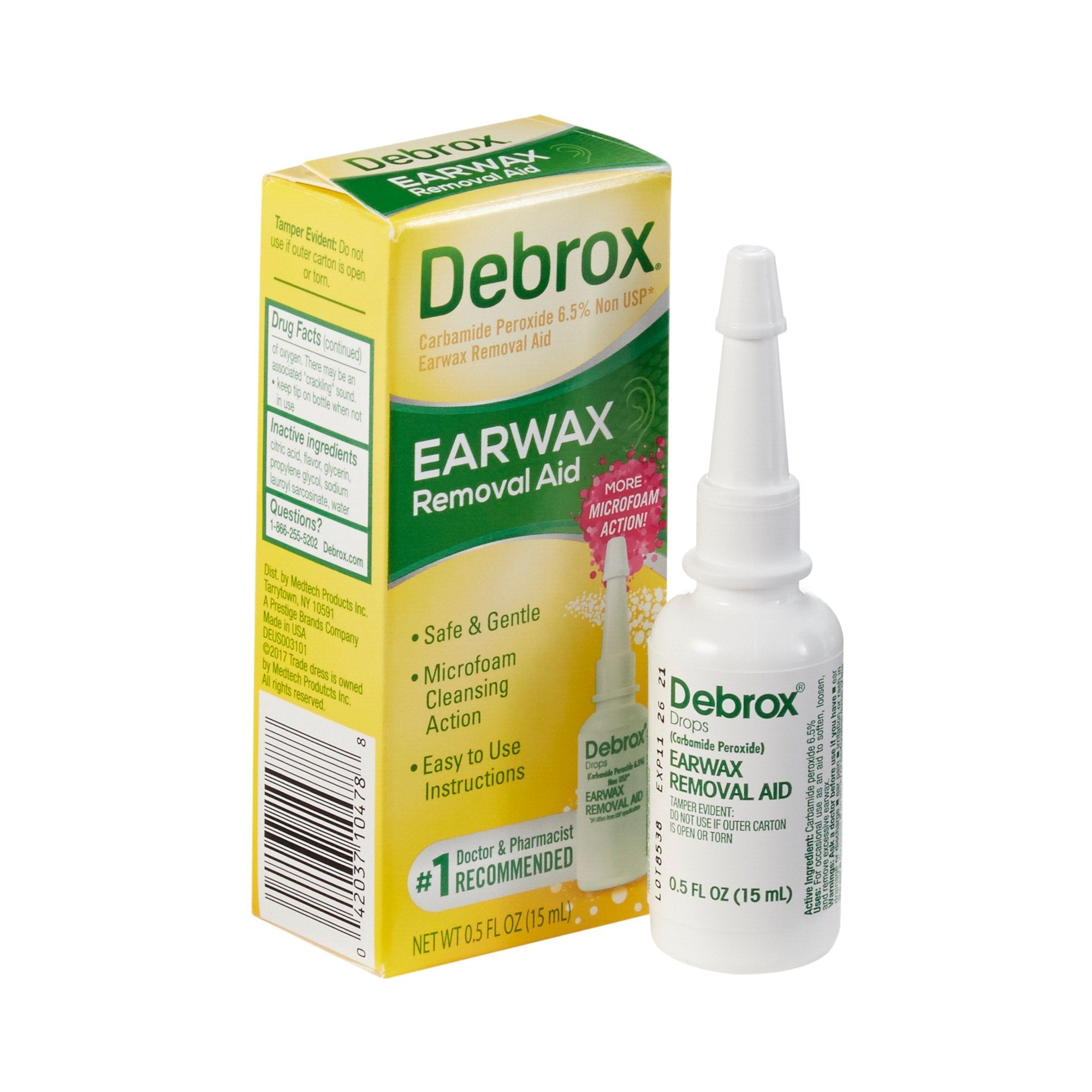 Ear Wax Remover Debrox 0.5 oz. Otic Drops 6.5% Strength Carbamide Peroxide