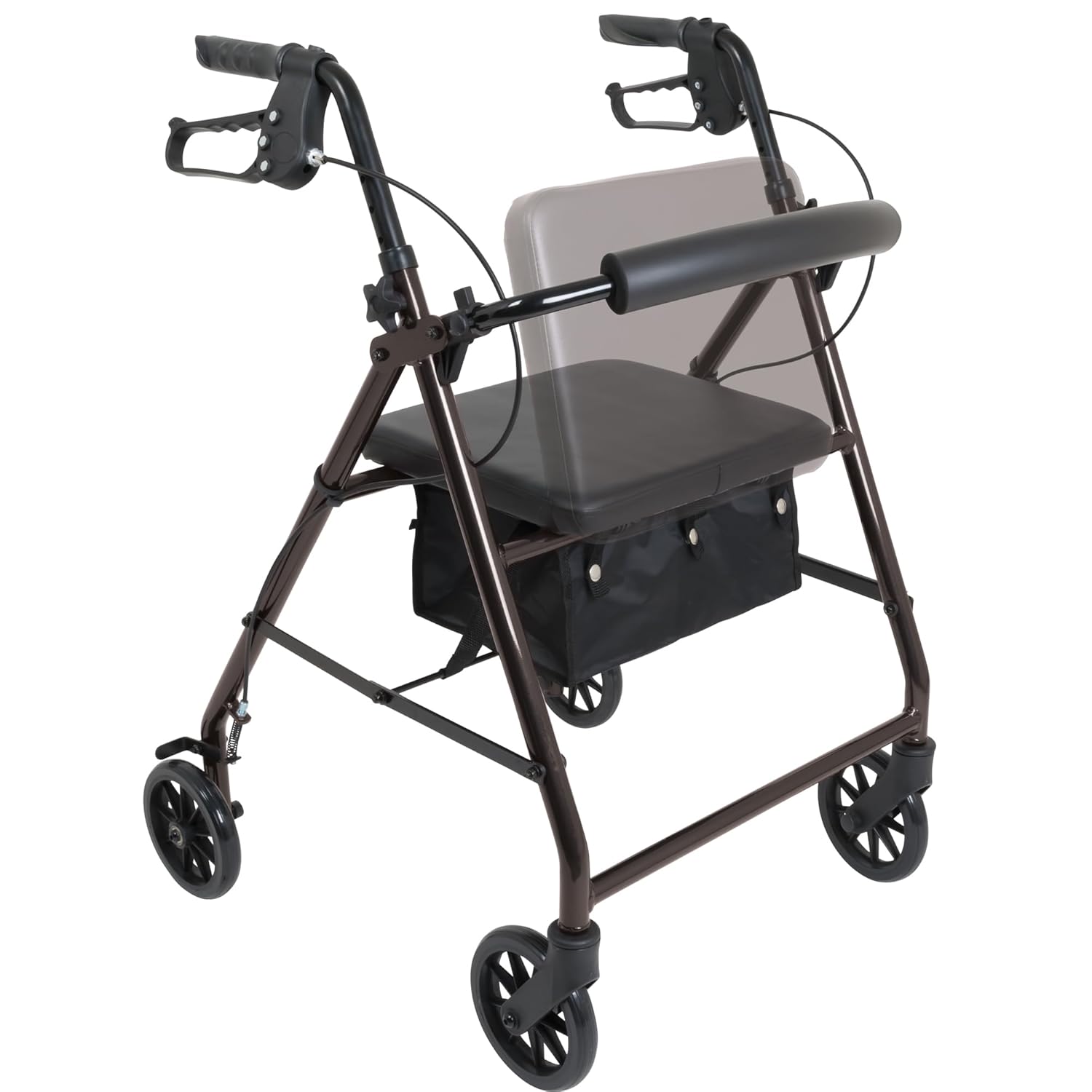 deluxe aluminum rollator black 8 wheels