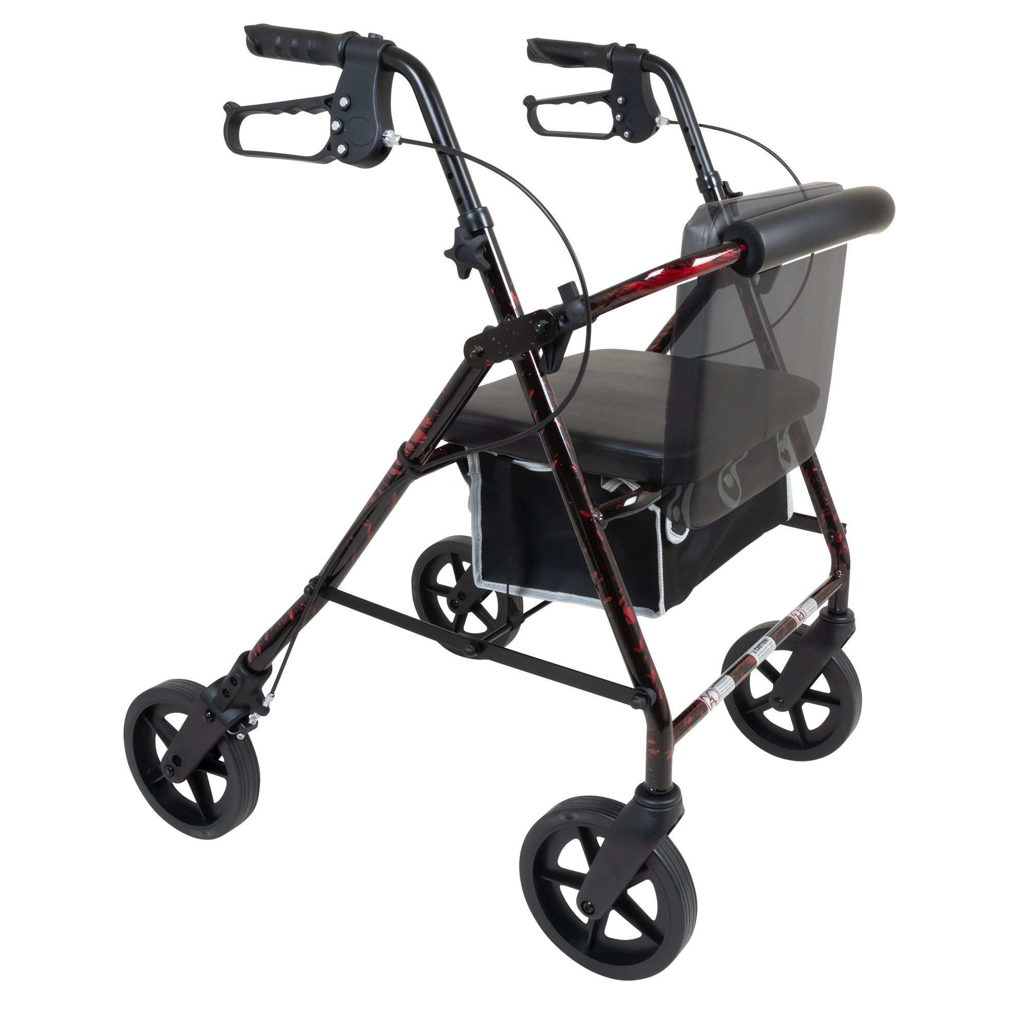 deluxe aluminum rollator burgundy flame 8 wheels