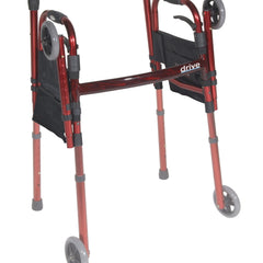 deluxe folding travel walker red