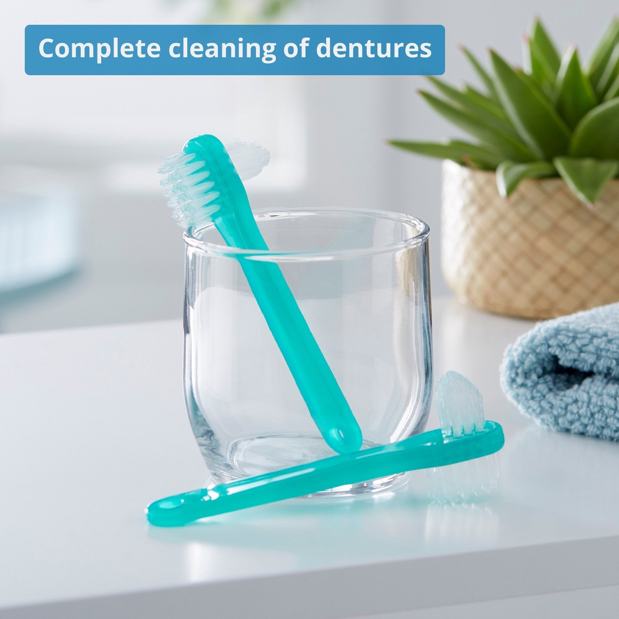 denture brush mckesson 2 sided bristle green packaging type box