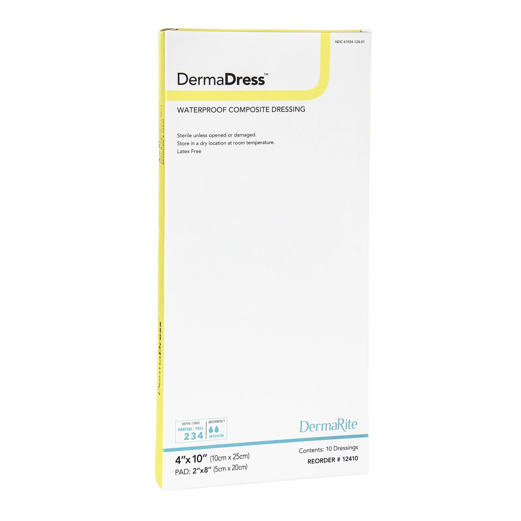 Composite Dressing DermaDress 4 X 10 Inch Rectangle Sterile Waterproof Film Backing