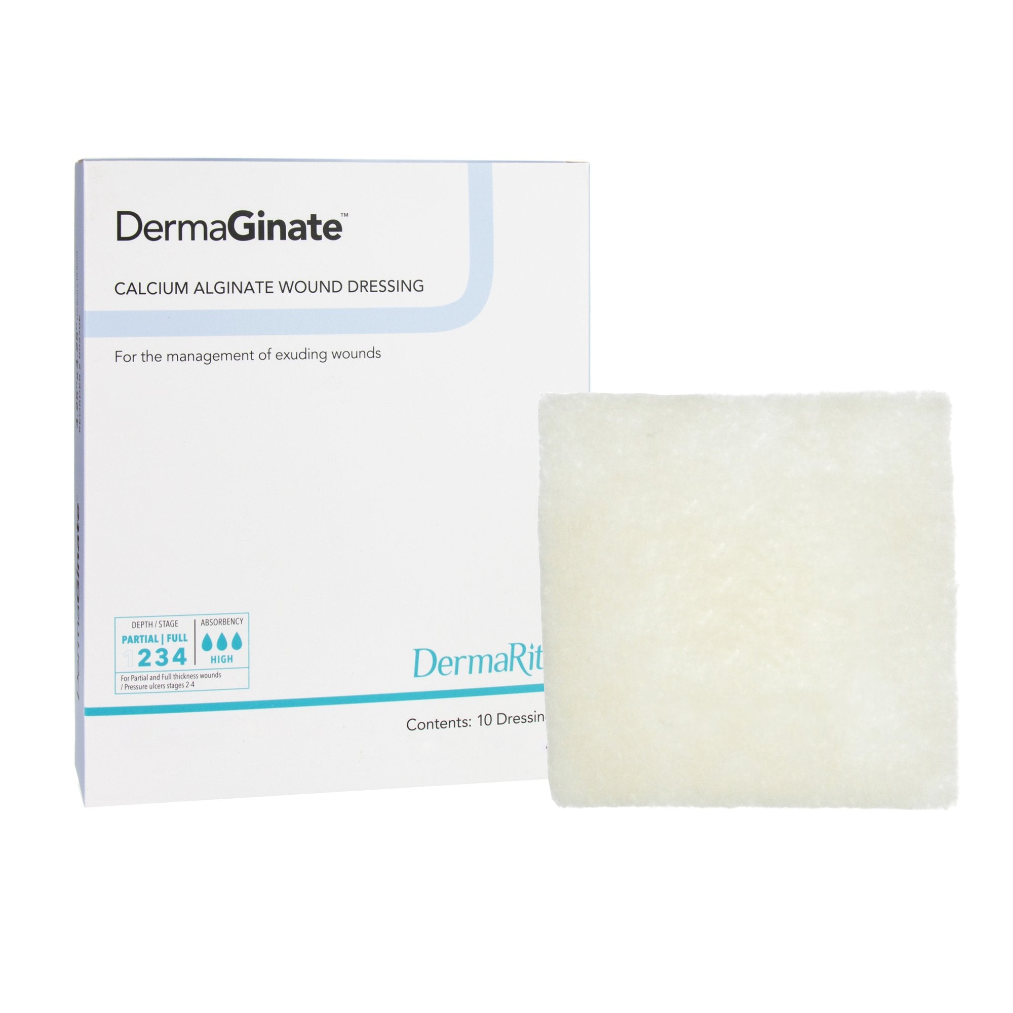Alginate Dressing DermaGinate 2 X 2 Inch Square