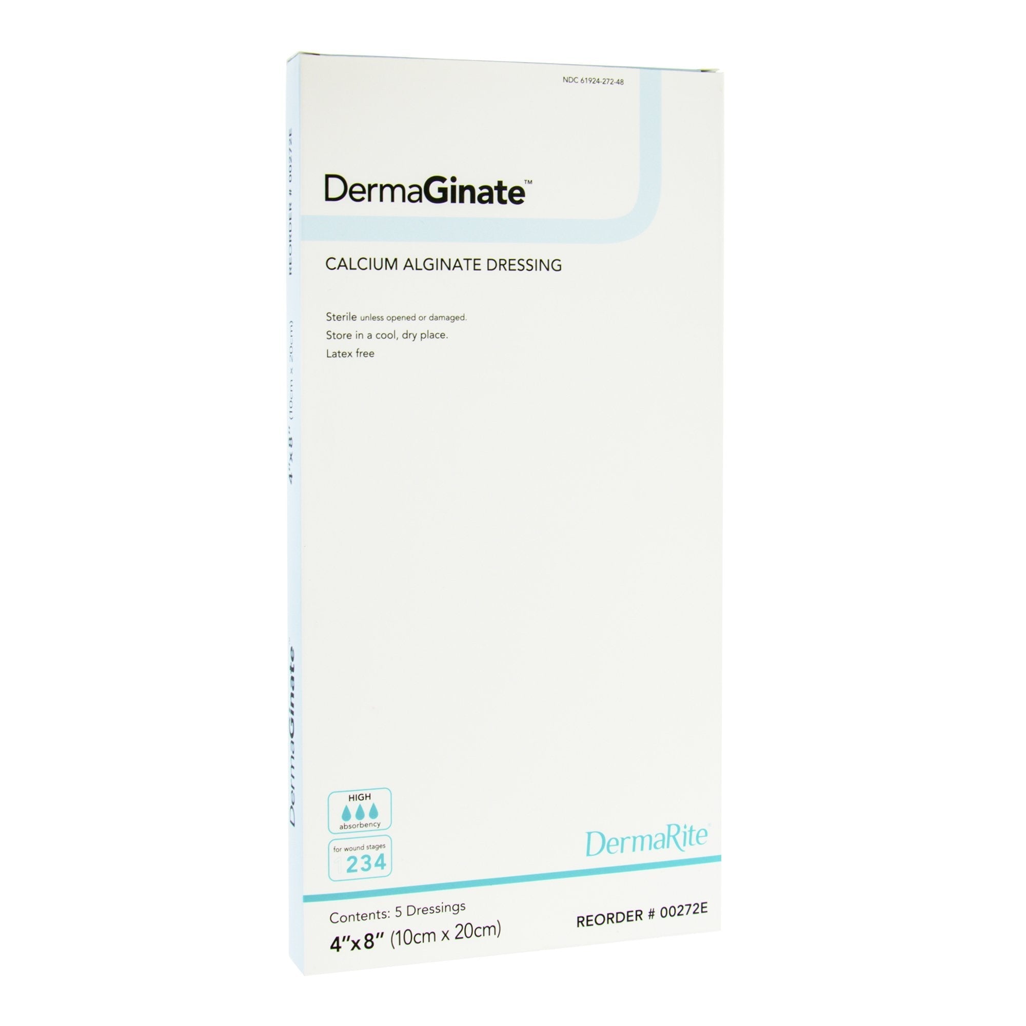 Alginate Dressing DermaGinate 4 X 8 Inch Rectangle