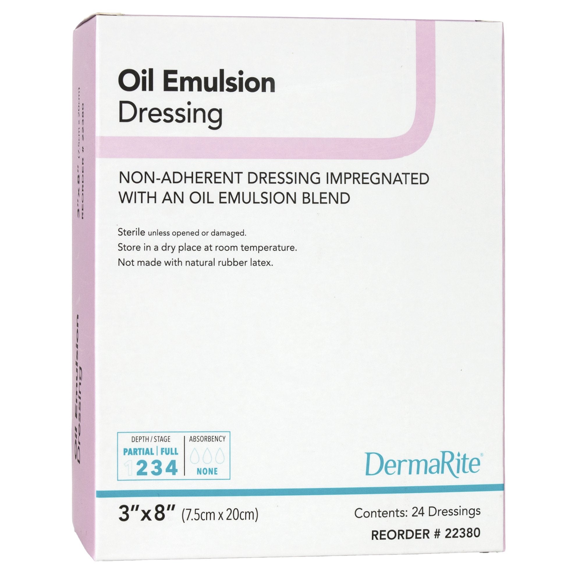Oil Emulsion Impregnated Dressing DermaRite Rectangle 3 X 8 Inch Sterile