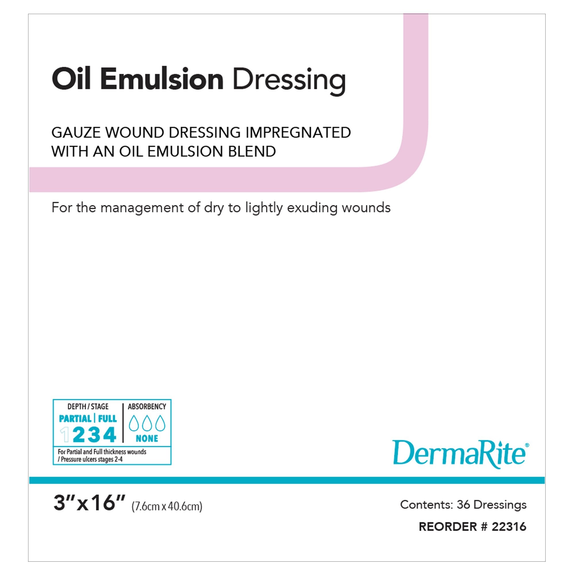 Oil Emulsion Impregnated Dressing DermaRite Rectangle 3 X 16 Inch Sterile