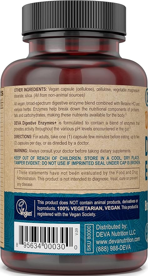 deva vegan digestive support 90 vegan capsules