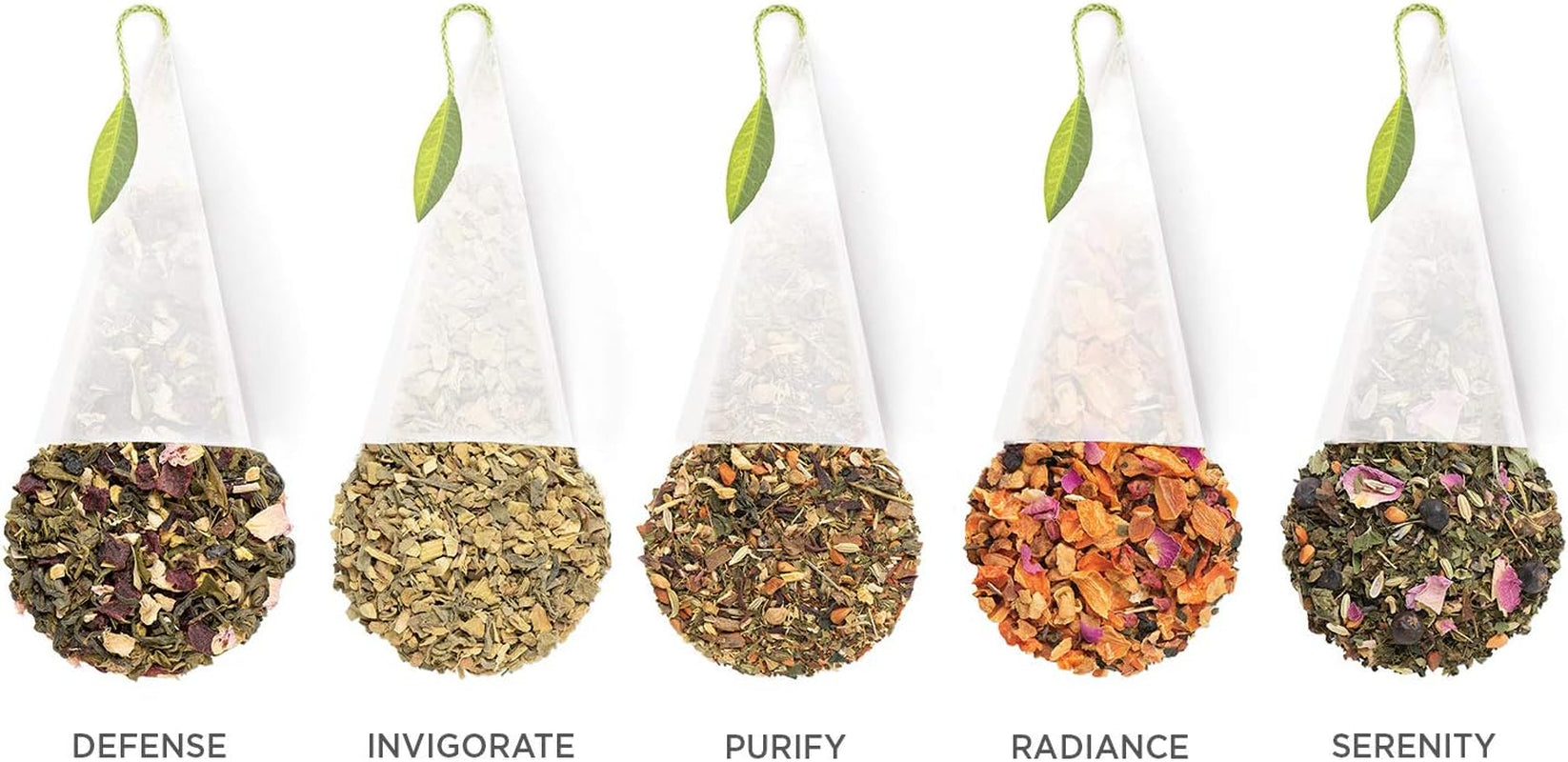 Wellbeing Organic Wellness Tea Presentation Box Tea Sampler Gift Set, 20 Assorted Variety Handcrafted Pyramid Tea Infuser Bags Herbal Tea, Green Tea