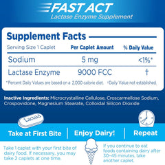 dietary supplement lactaid fast act lactase enzyme 9 000 fcc units strength tablet 60 per box packaging type box
