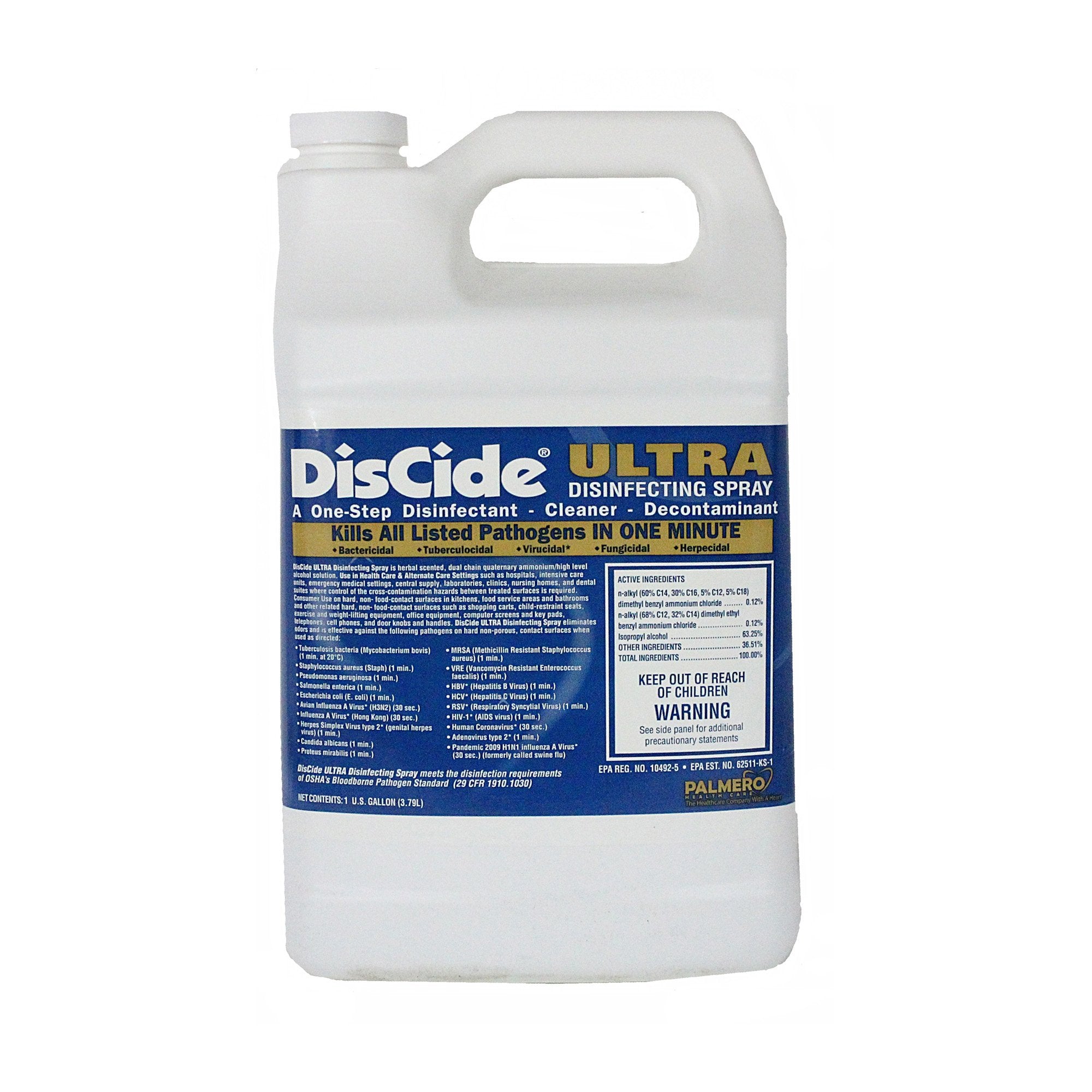 DisCide Ultra Surface Disinfectant Cleaner Quaternary Based Manual Pour Liquid 1 gal. Jug Herbal Scent NonSterile